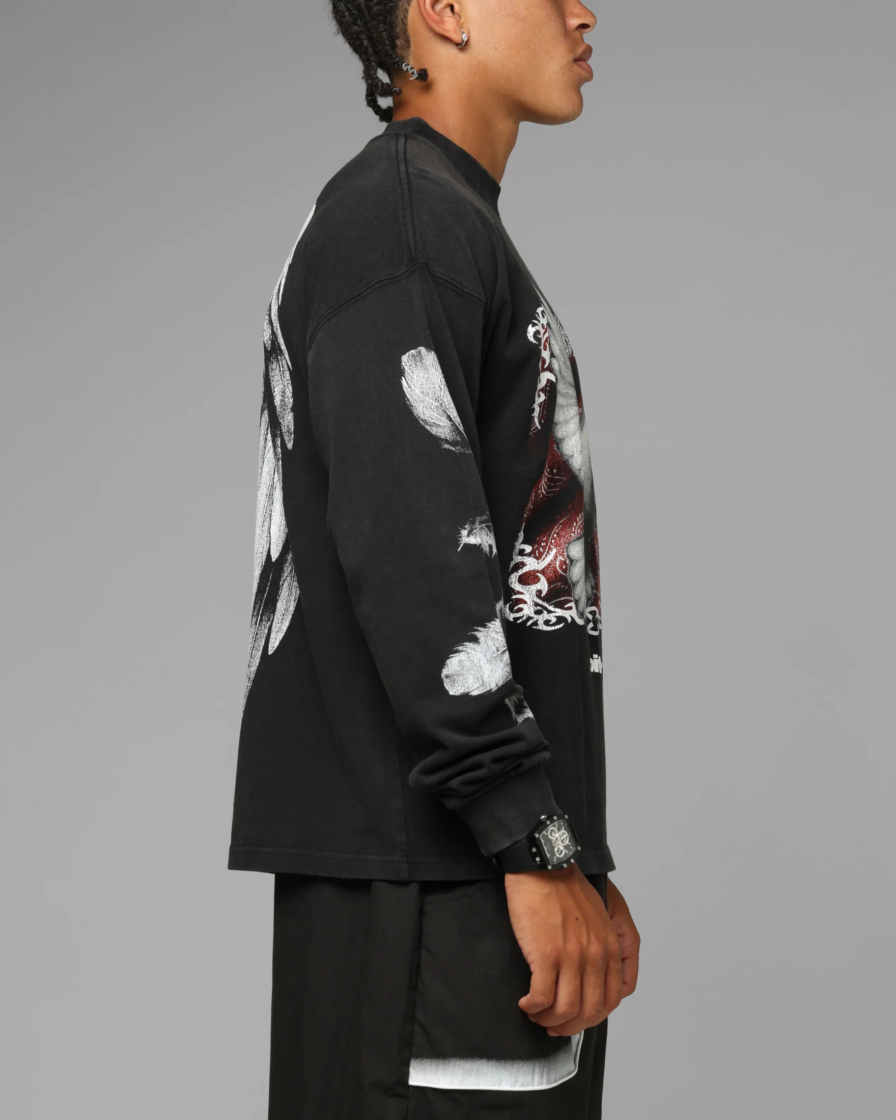Loiter Dove Vintage Long Sleeve T-Shirt Black - Image 5