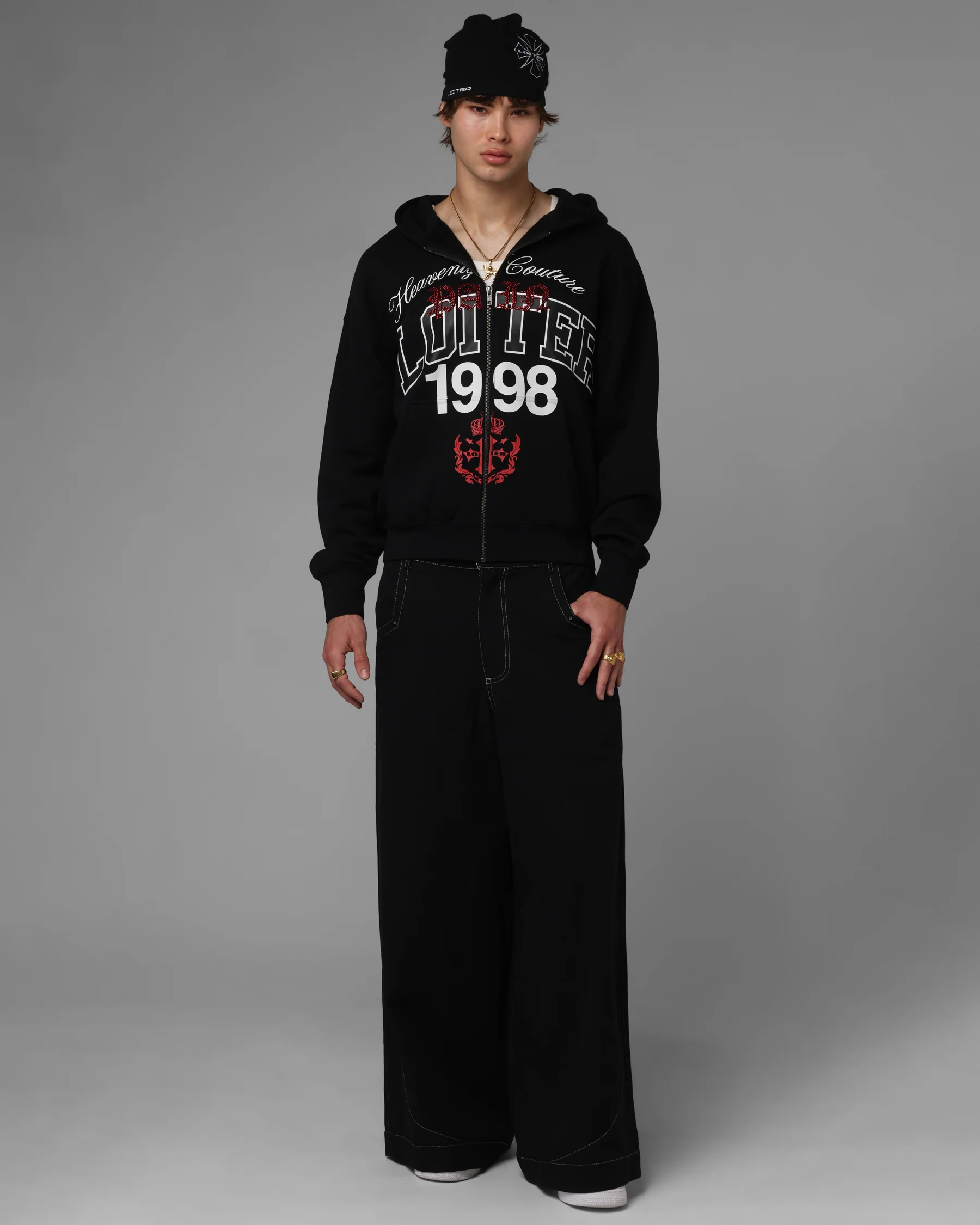 Loiter Drop Out Zip Hoodie Black - Image 3