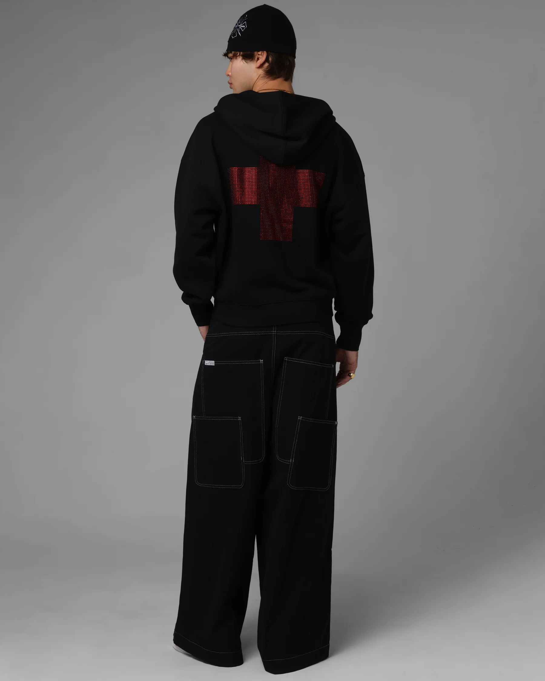 Loiter Drop Out Zip Hoodie Black - Image 4