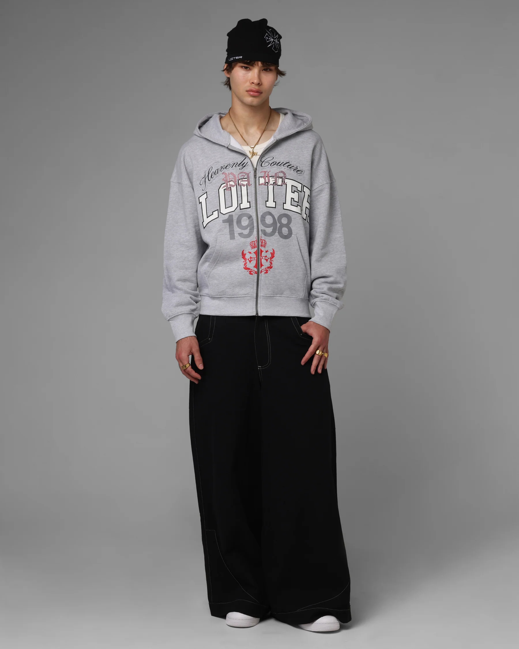Loiter Drop Out Zip Hoodie Grey - Image 3