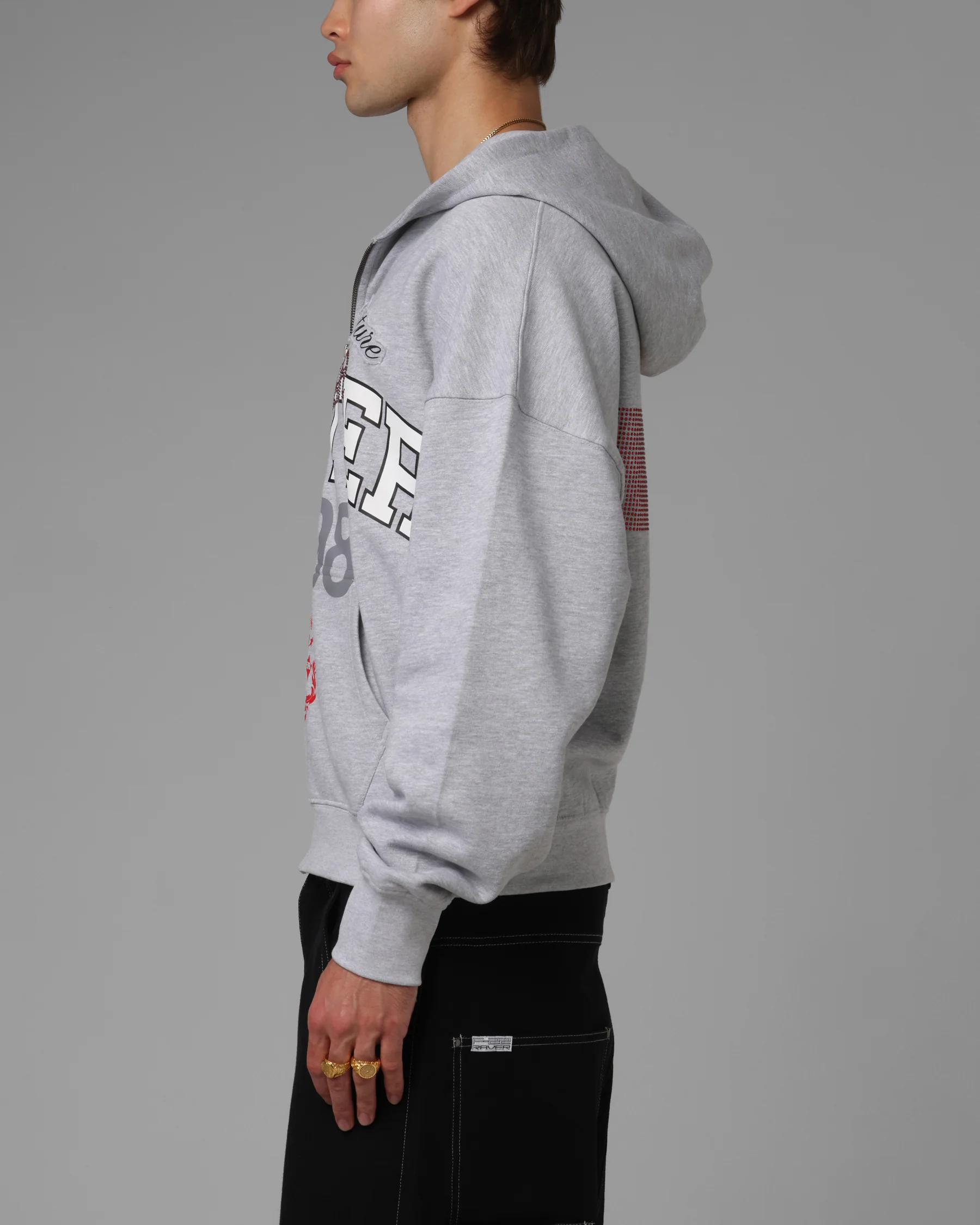 Loiter Drop Out Zip Hoodie Grey - Image 6