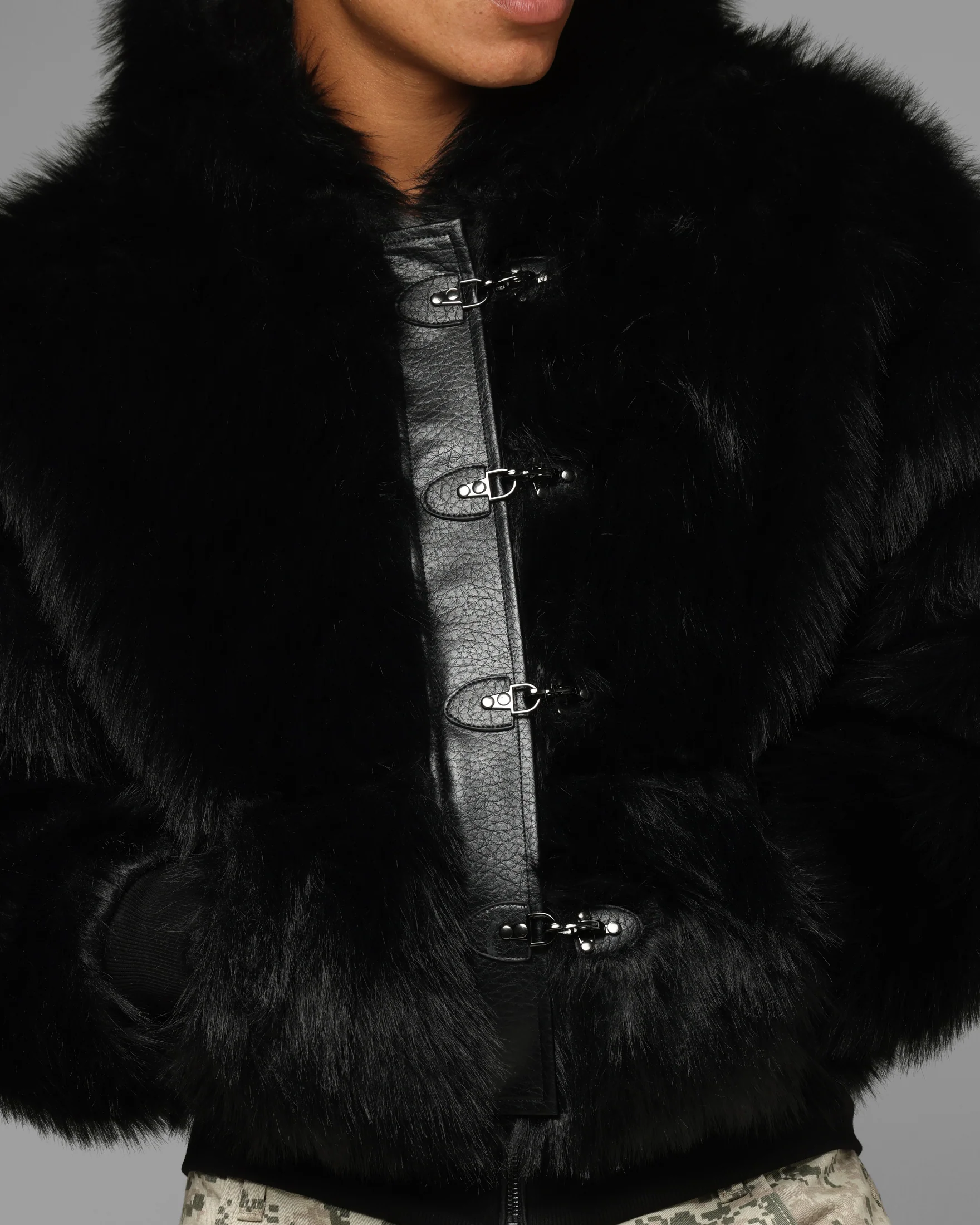 Loiter Eastern Bloc Fur Jacket Black - Image 7