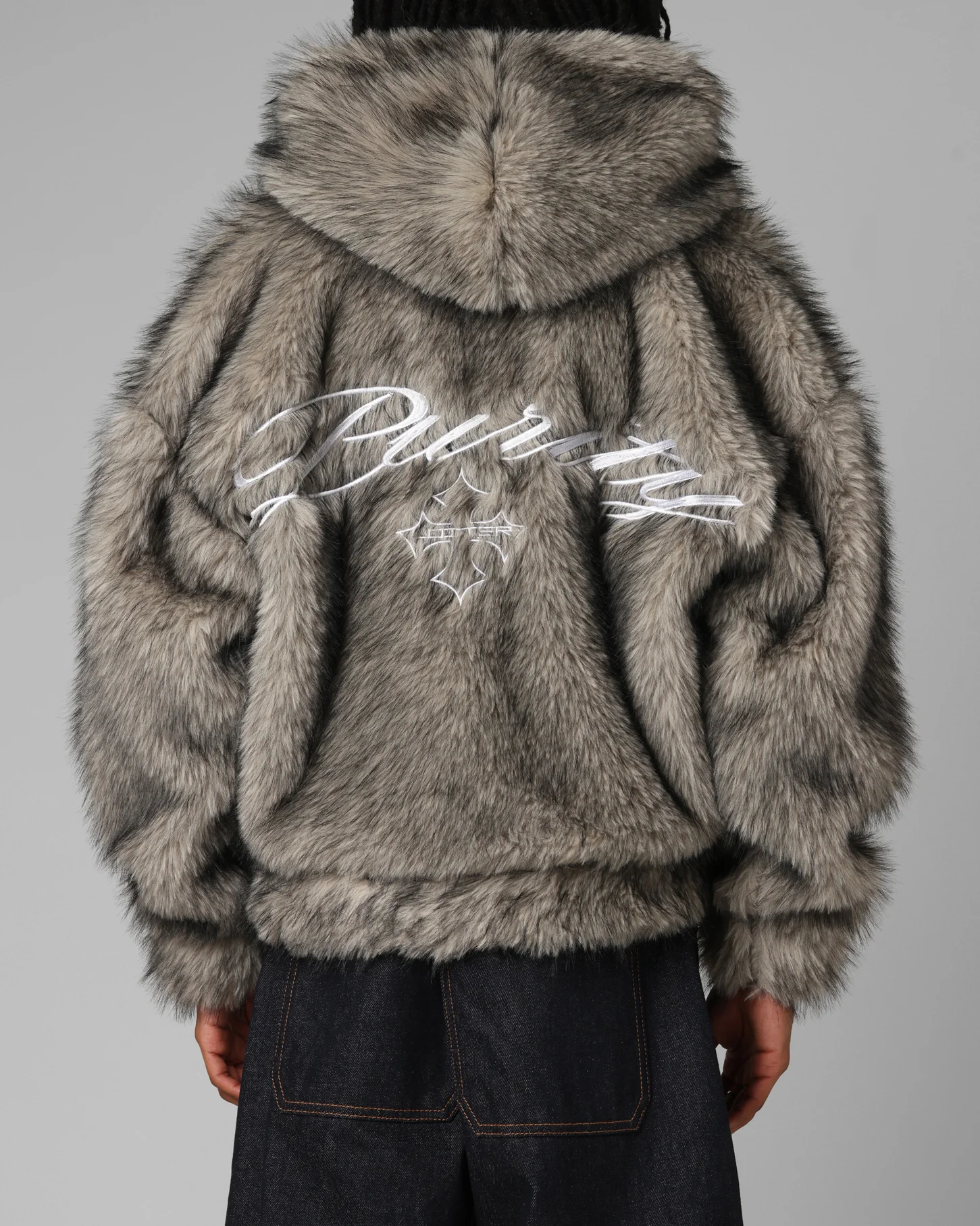Loiter Faux Fur Hooded Jacket Off White - Image 2