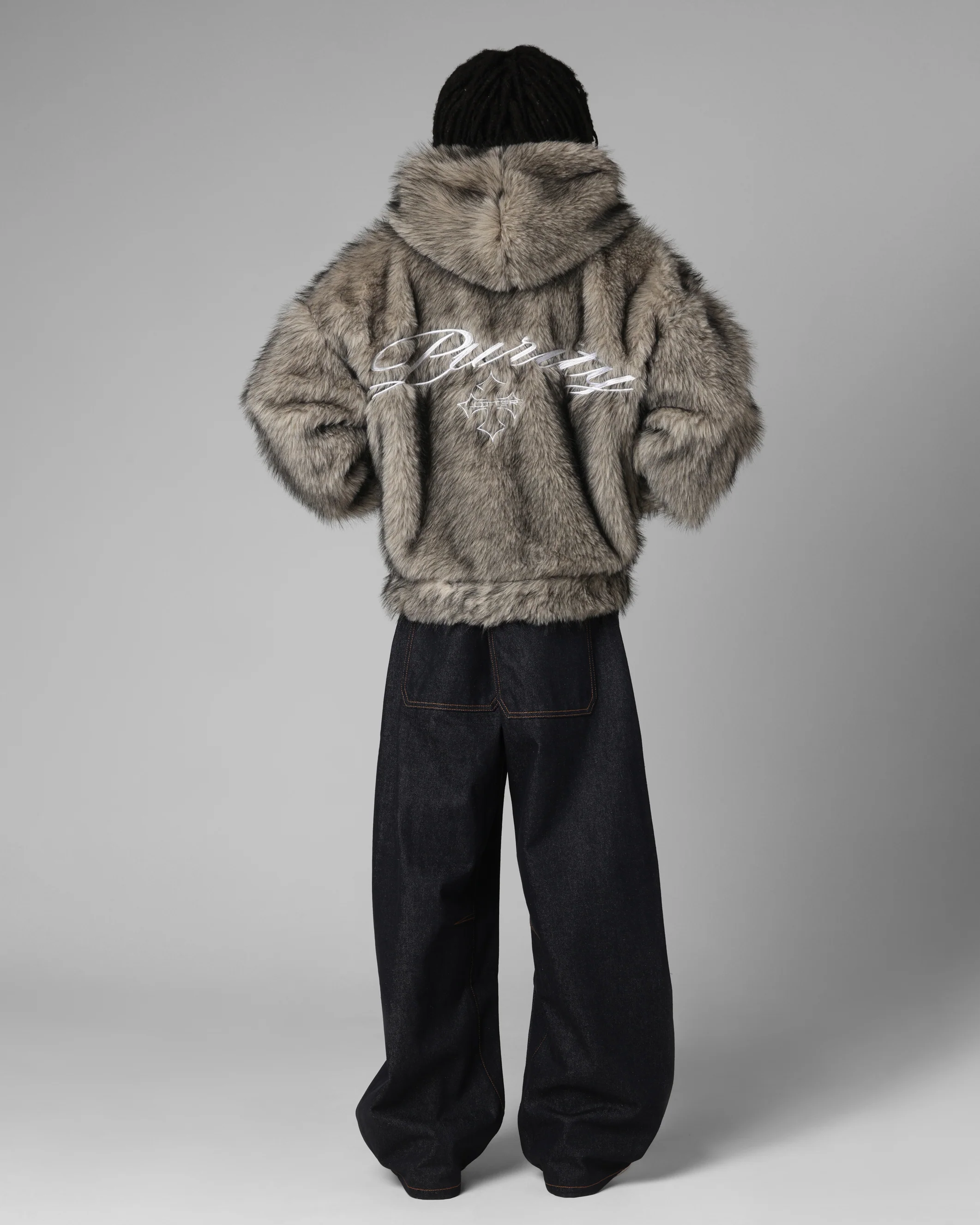 Loiter Faux Fur Hooded Jacket Off White - Image 4