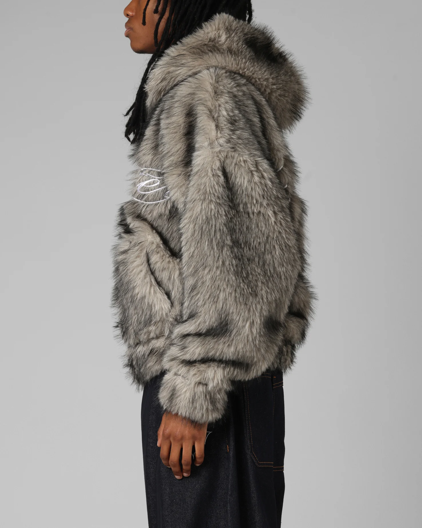 Loiter Faux Fur Hooded Jacket Off White - Image 6