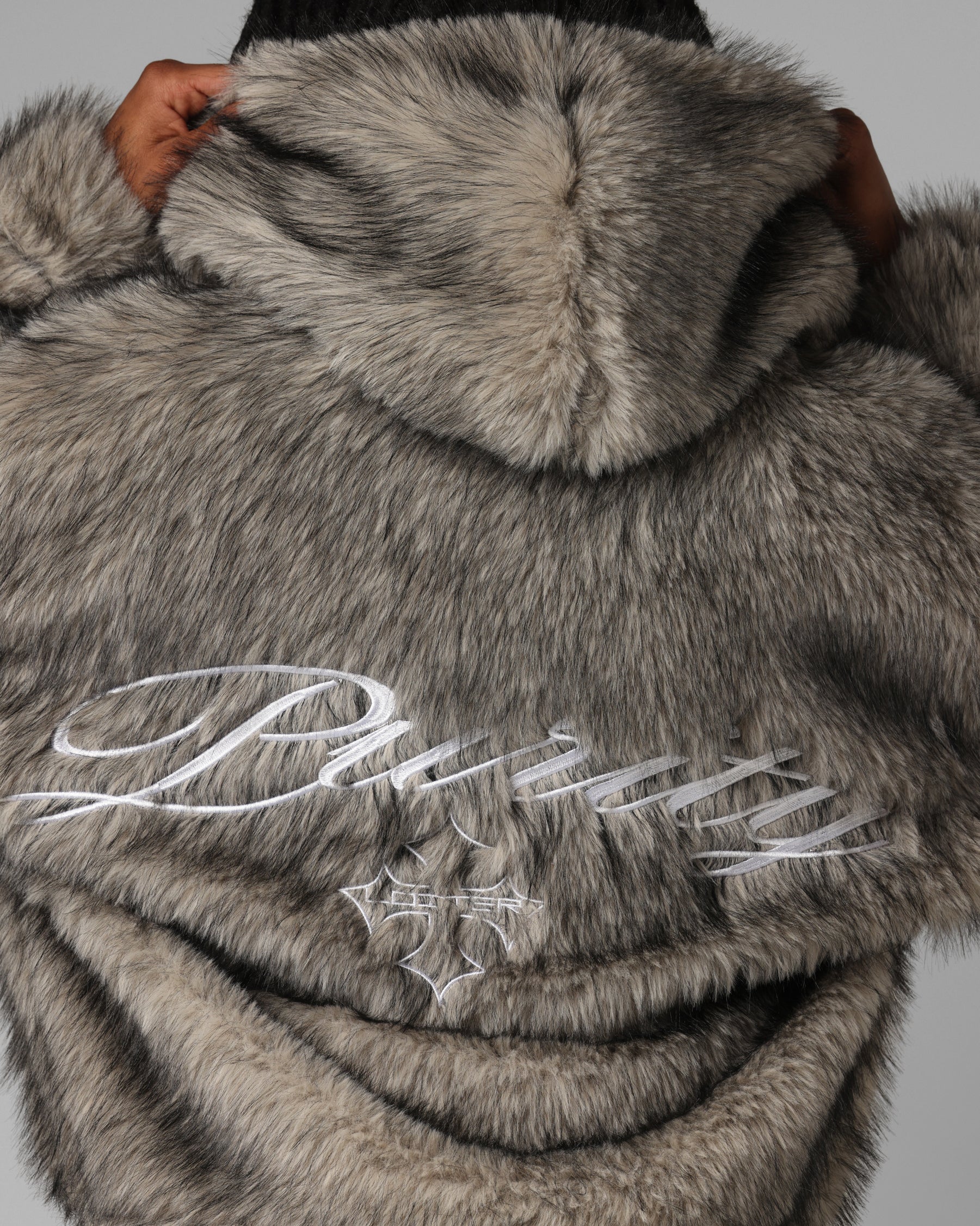 Loiter Faux Fur Hooded Jacket Off White - Image 8