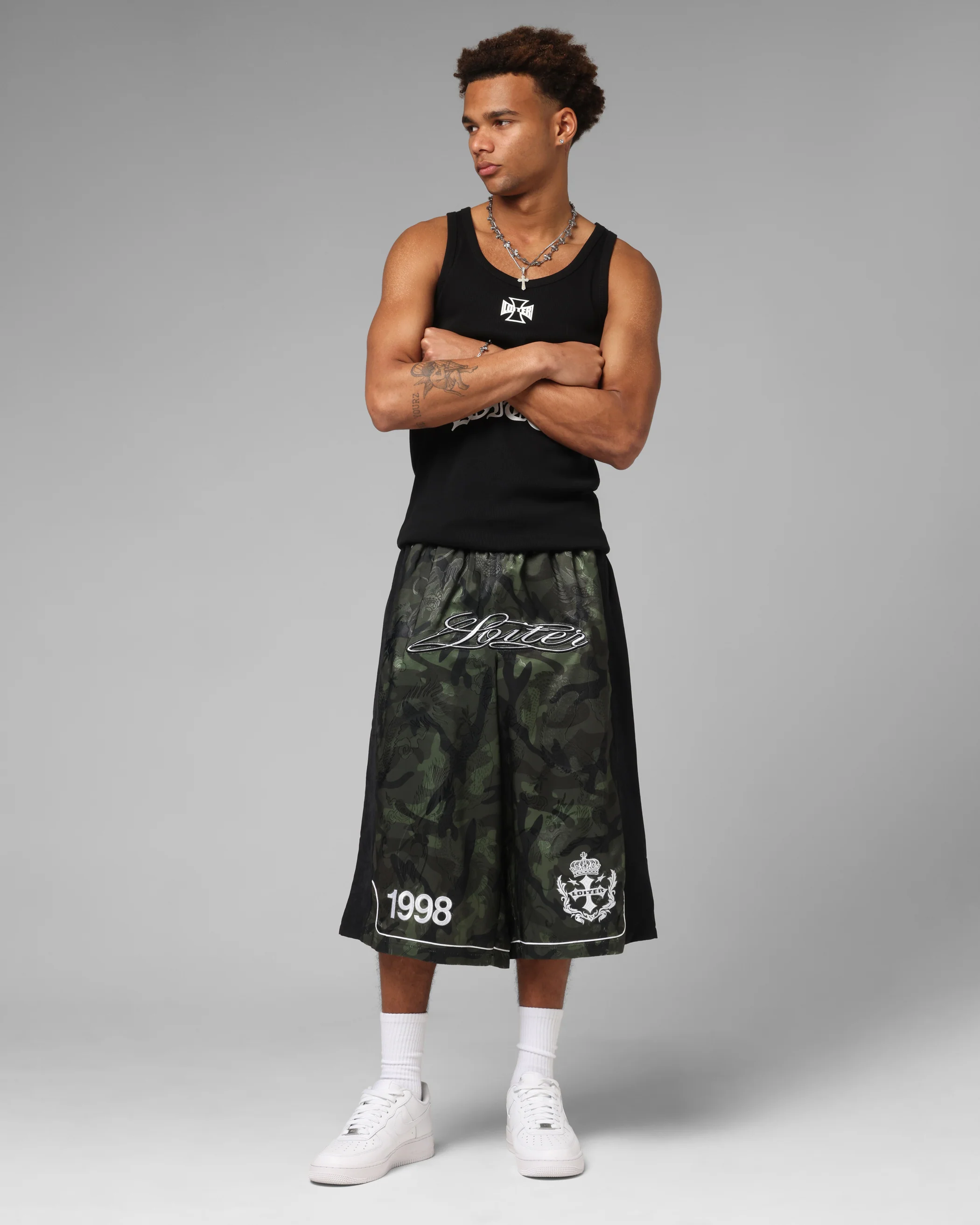 Loiter Fight Club 3 Quarter Shorts Woodland Camo - Image 2
