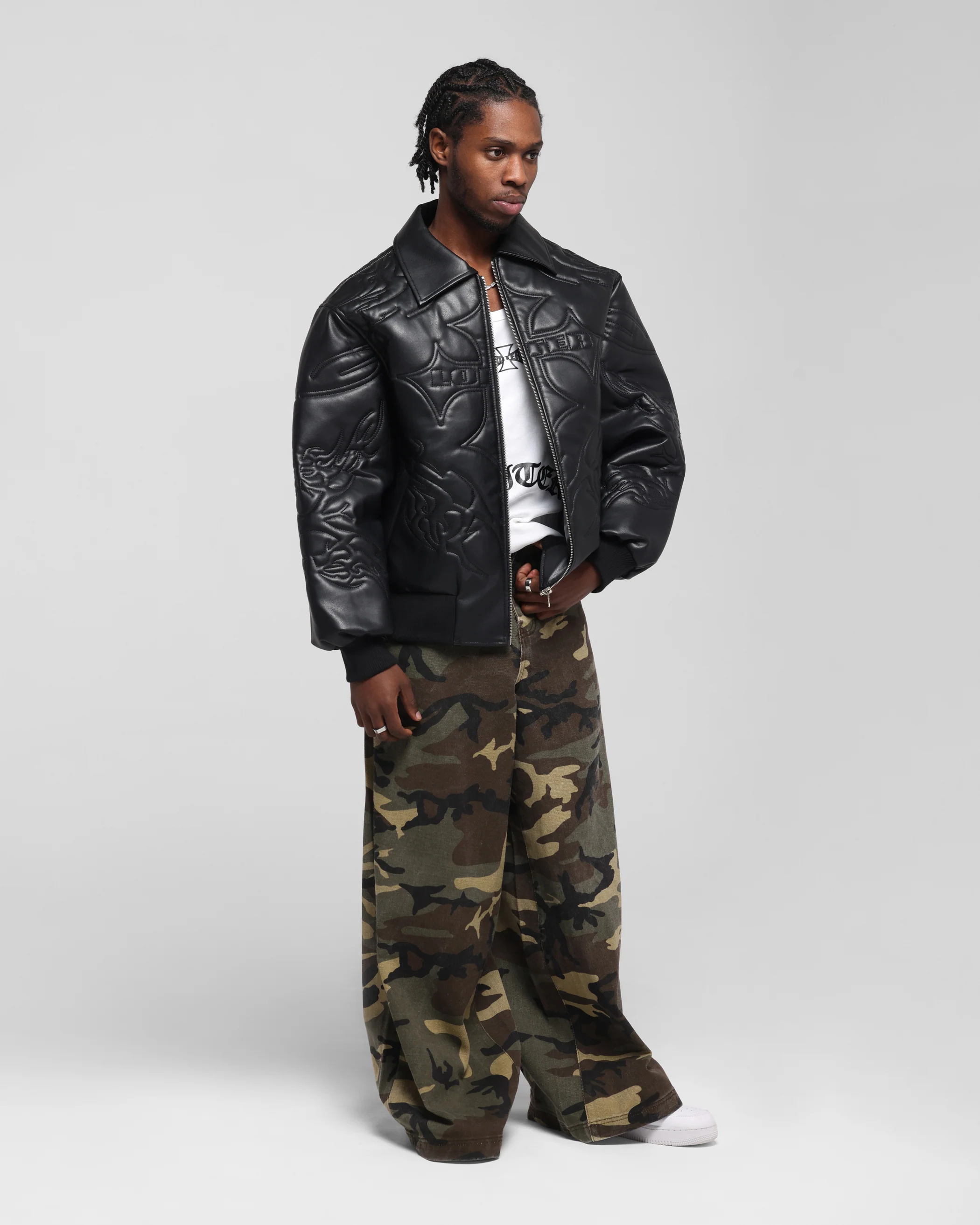 Loiter Fury Vegan Leather Jacket Washed Black - Image 2