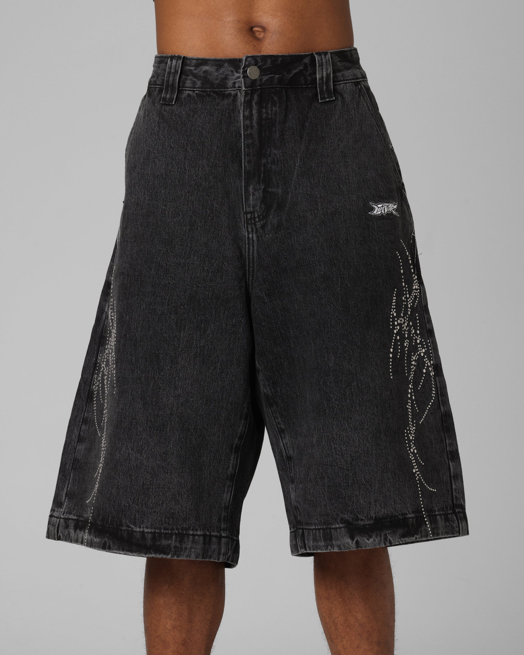 Loiter Goth Clique Jorts Black - Image 7