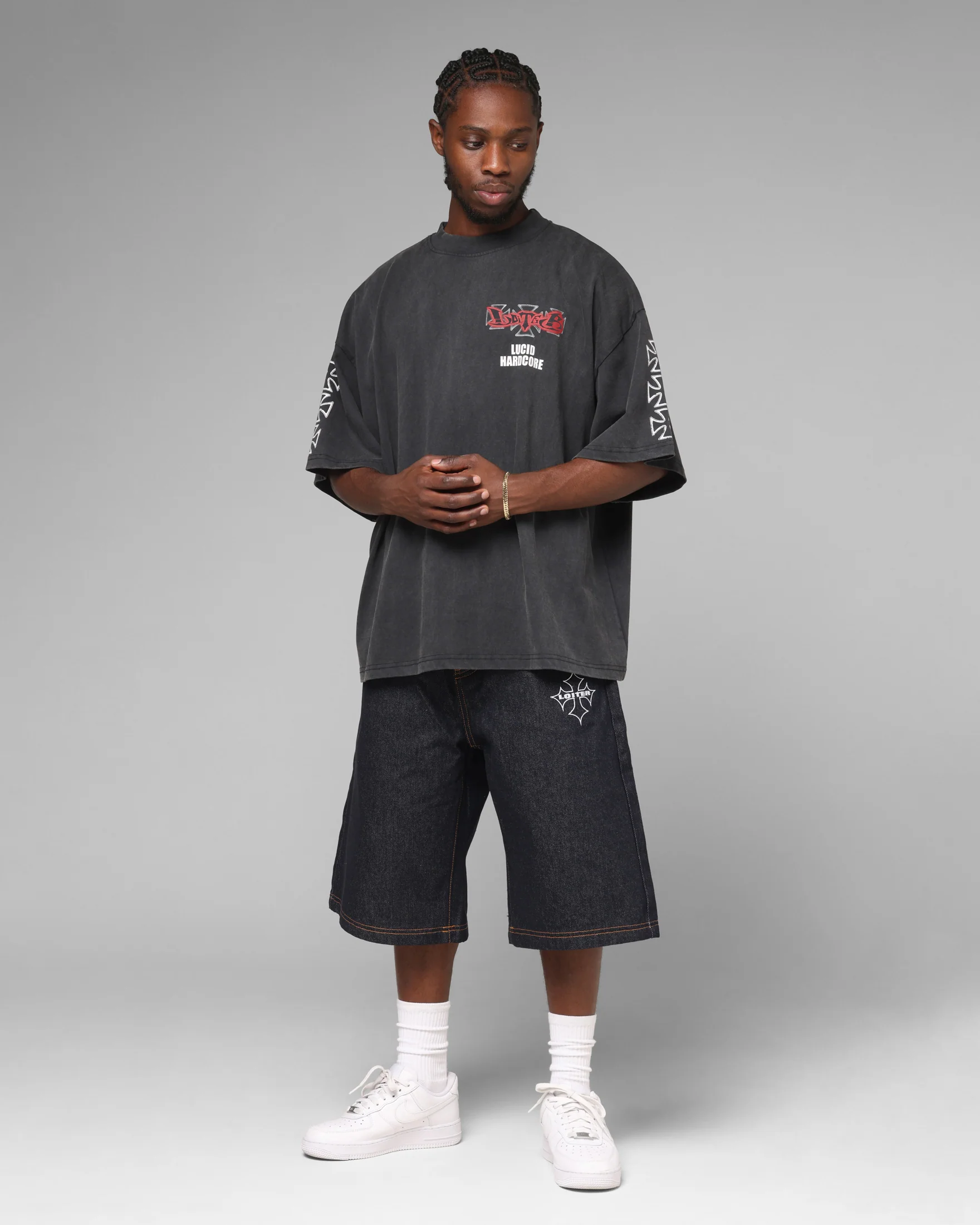 Loiter Hardcore Premium T-Shirt Washed Black - Image 4