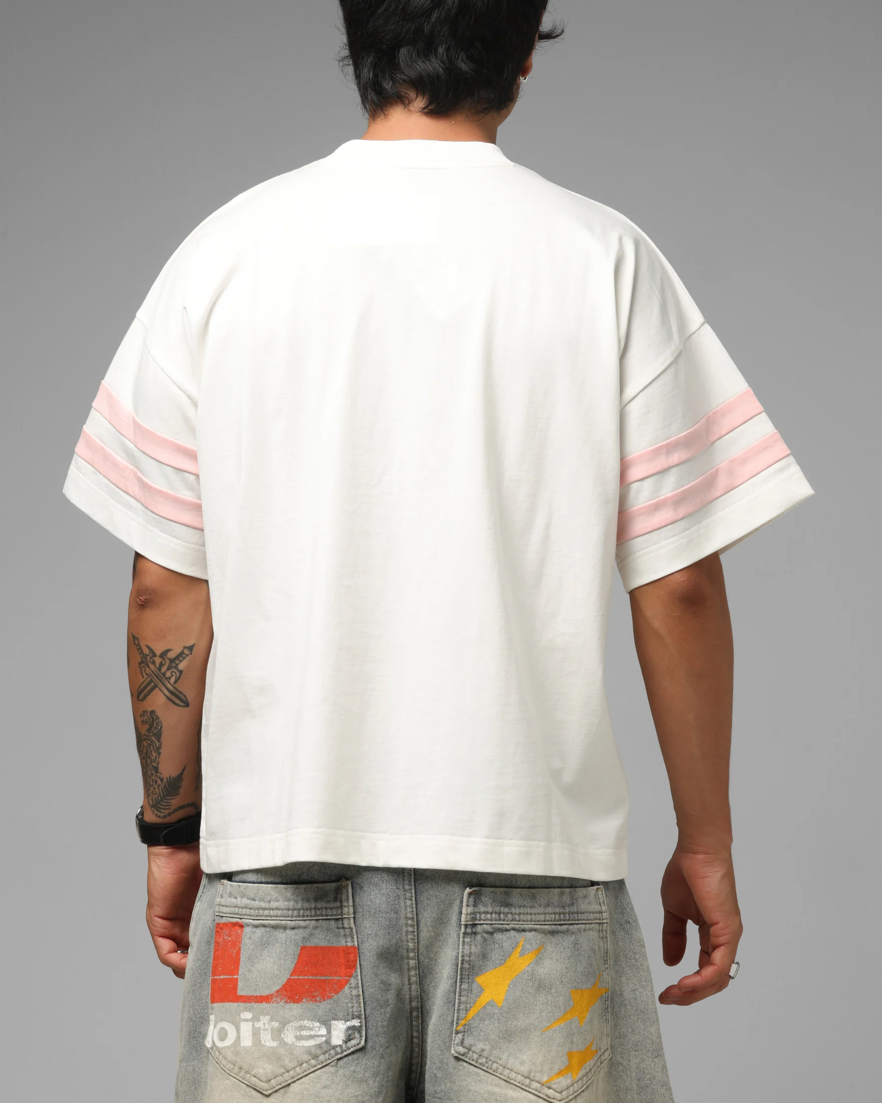 Loiter Hybrid Endzone T-Shirt Off White - Image 3