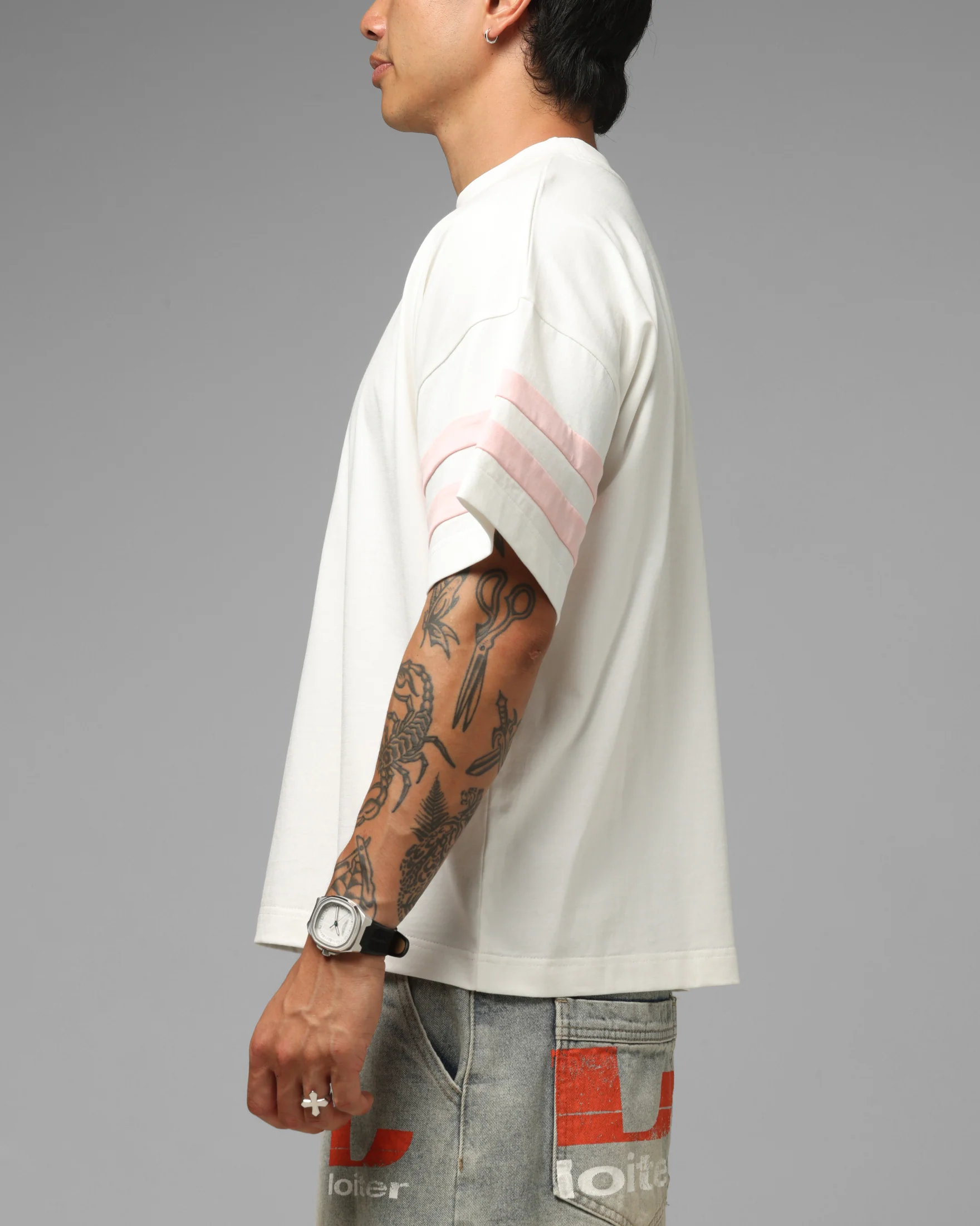 Loiter Hybrid Endzone T-Shirt Off White - Image 5