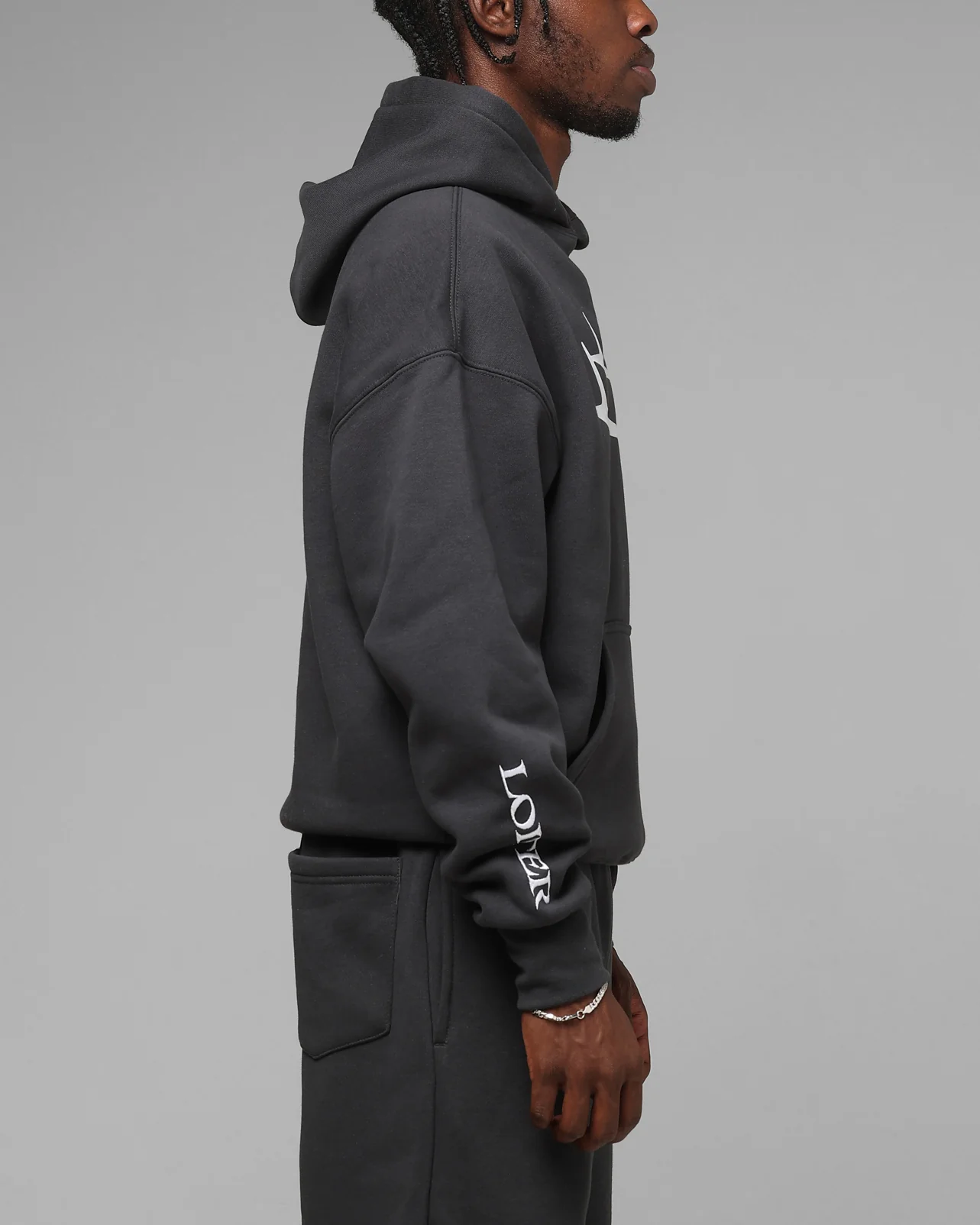 Loiter Hybrid Hoodie Charcoal - Image 4