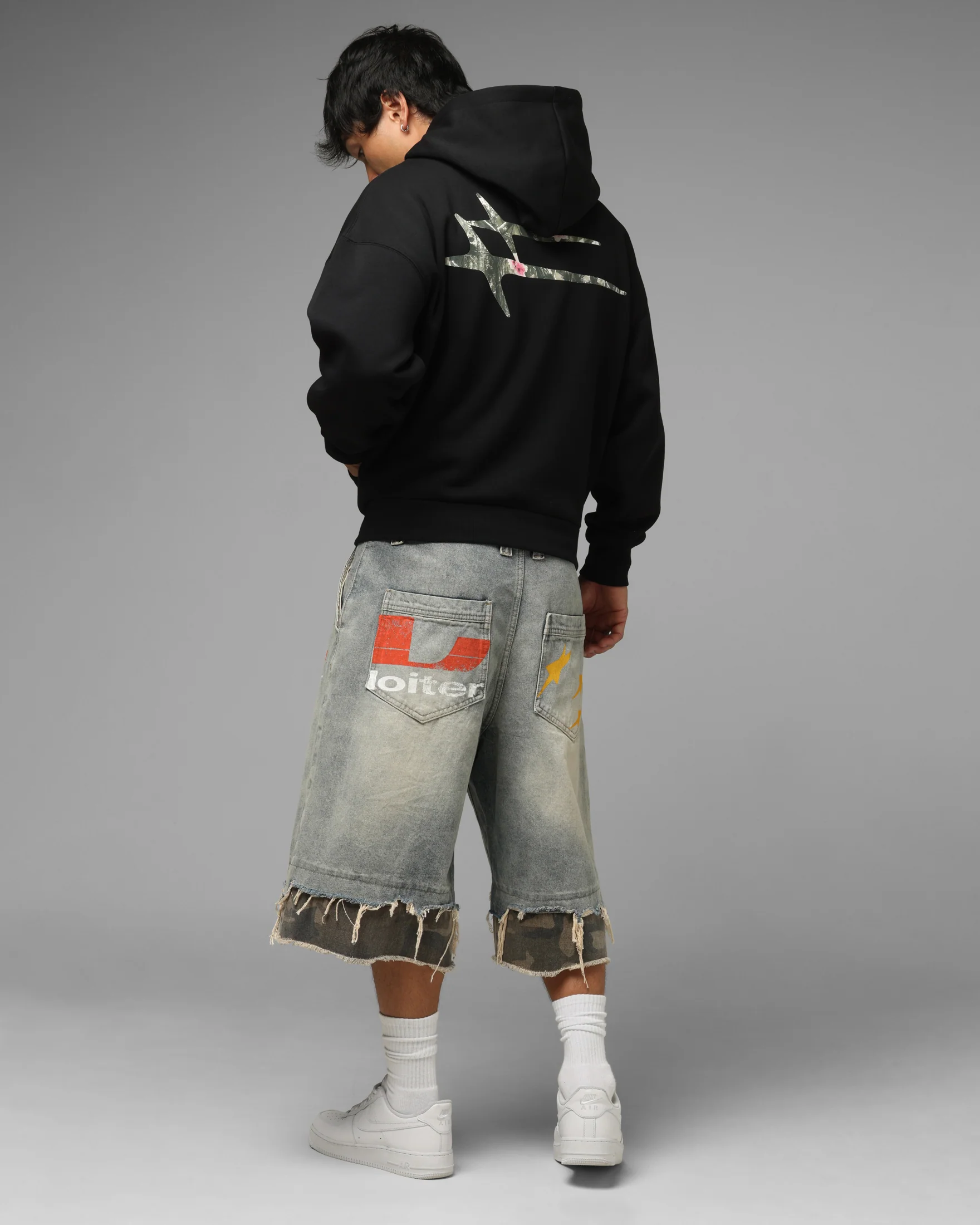 Loiter Ultra Hybrid Zip Hoodie Black/Camo - Image 3