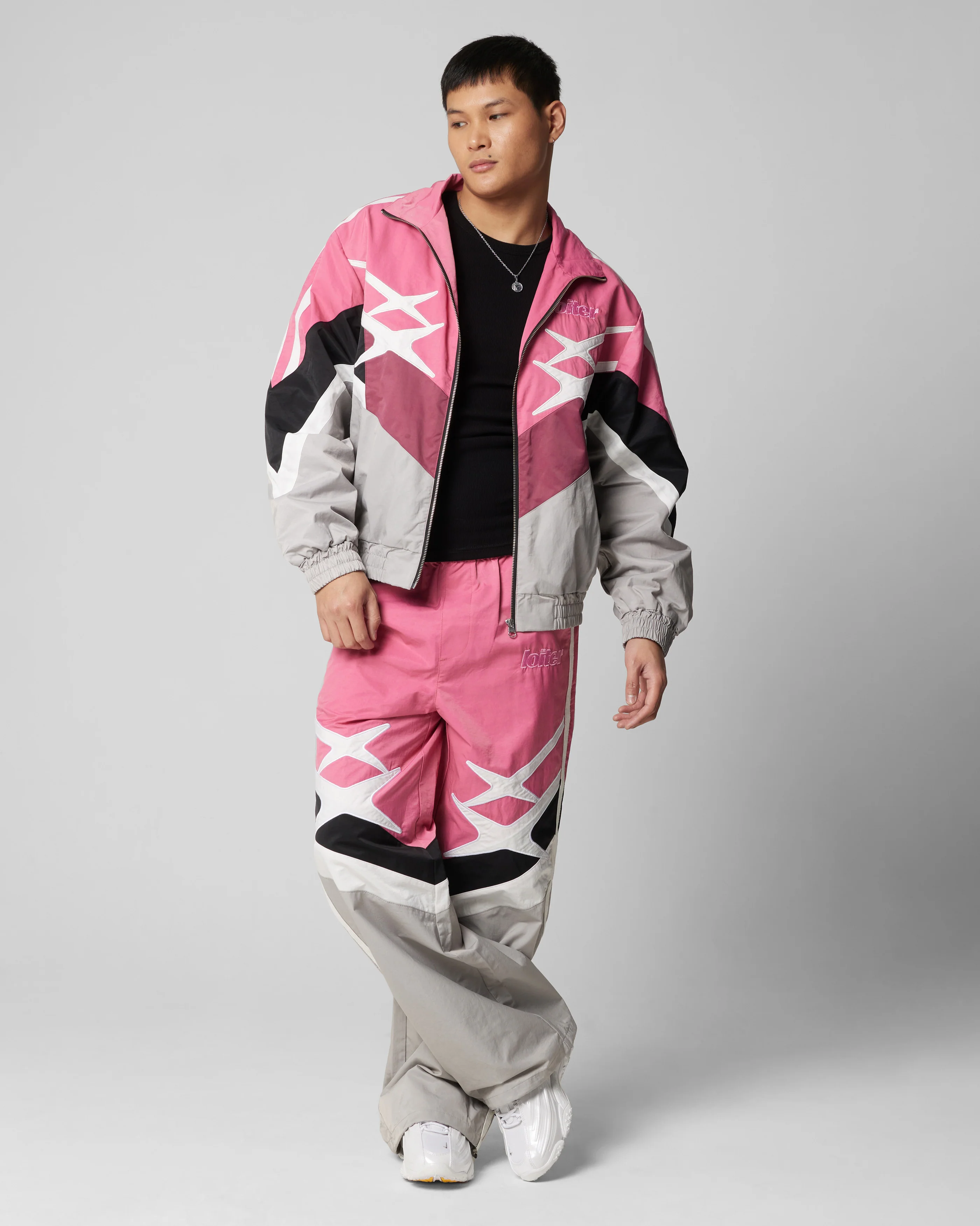 Loiter Hybrid Trackpants Pink/Grey - Image 2