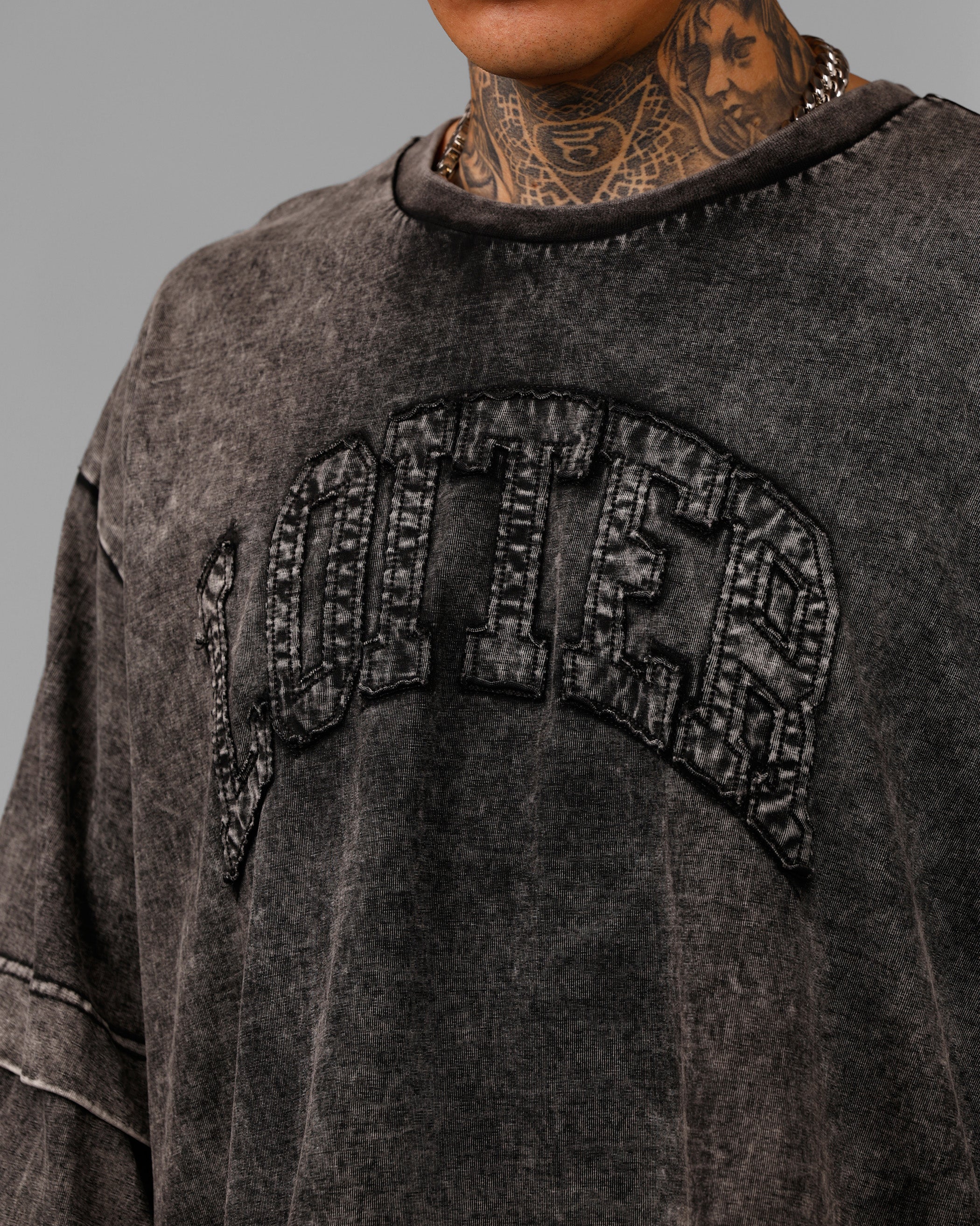 Impact Long Sleeve T-Shirt Washed Black/White - Image 4