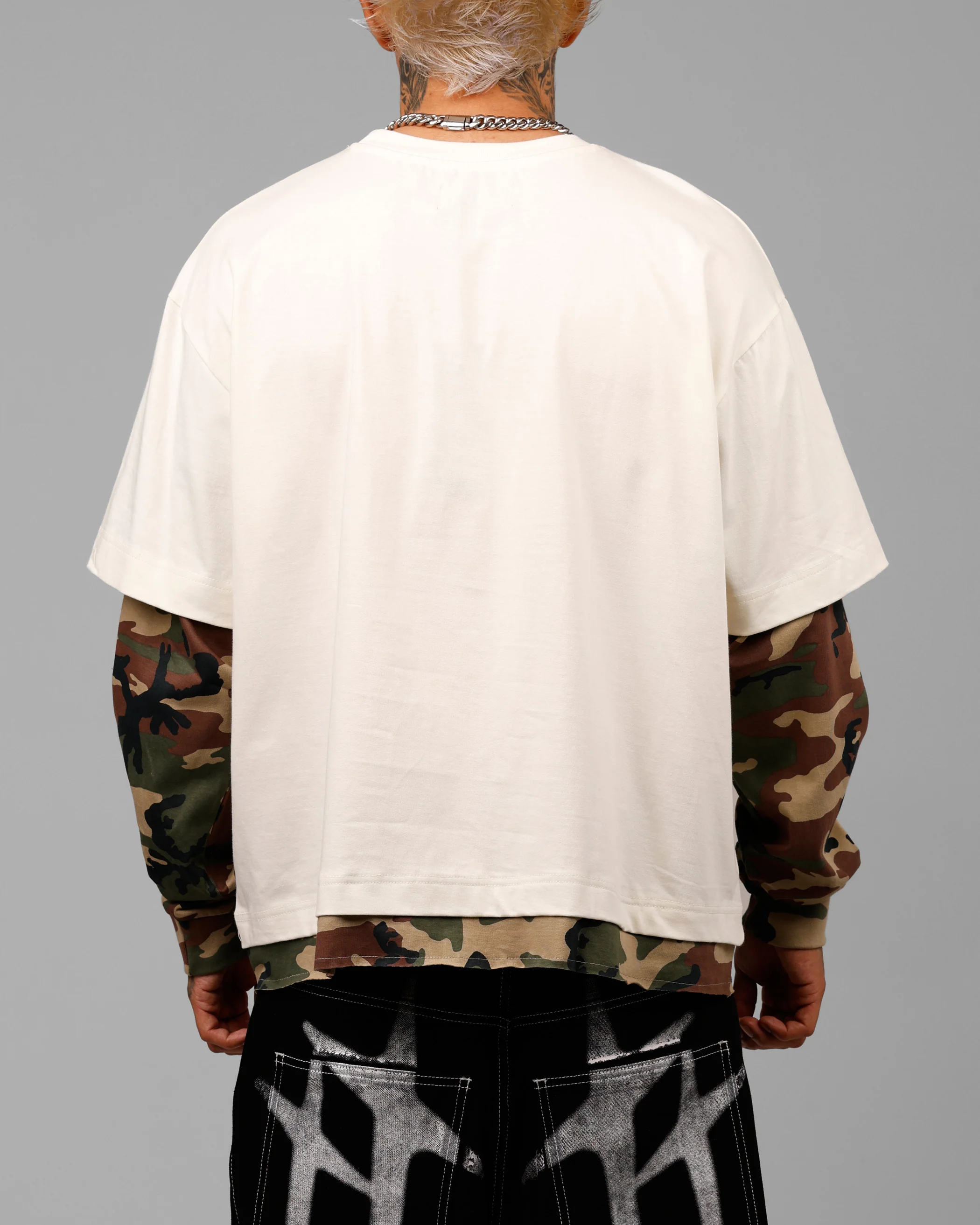 Impact Long Sleeve T-Shirt Washed White/Camo - Image 2