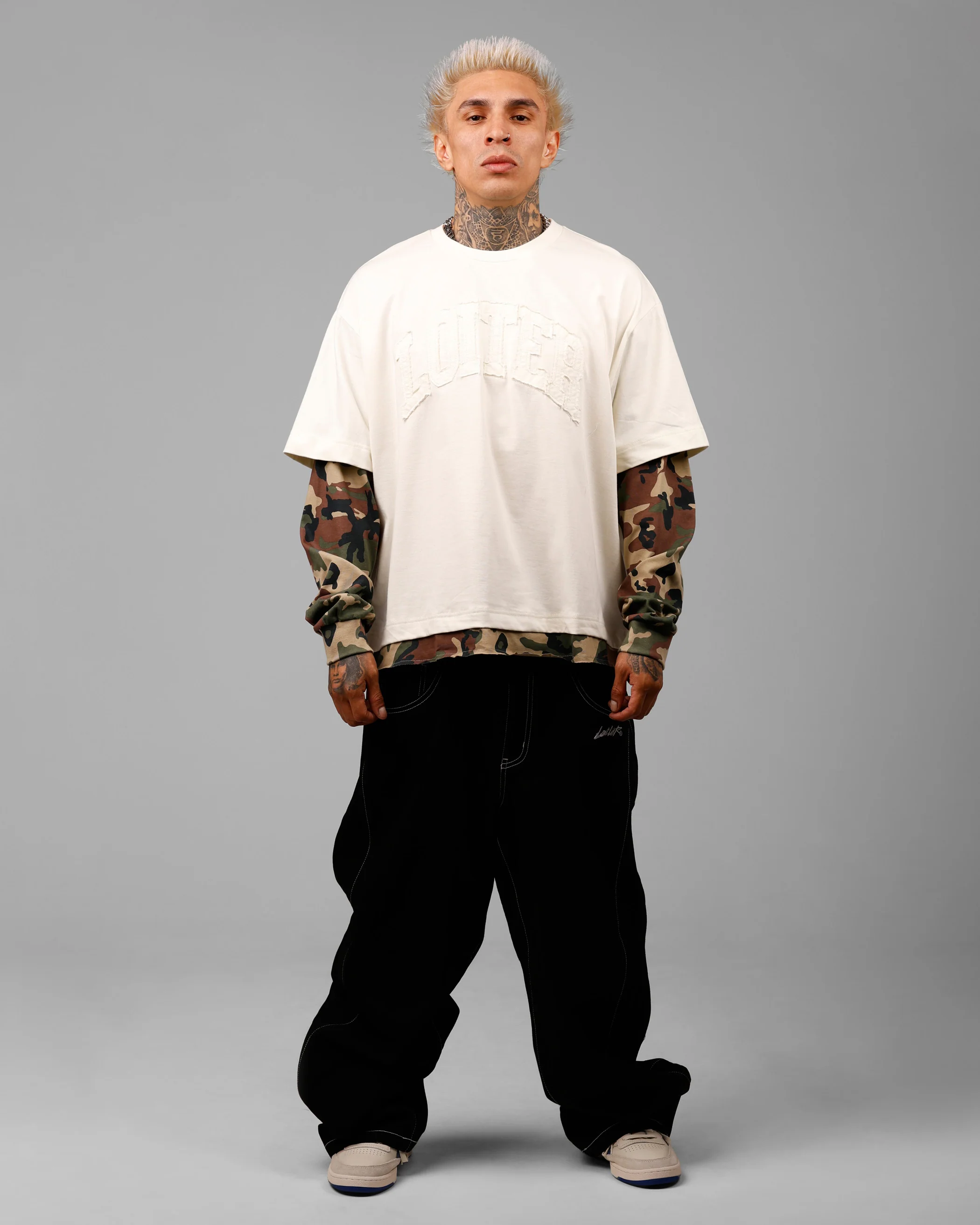 Impact Long Sleeve T-Shirt Washed White/Camo - Image 3