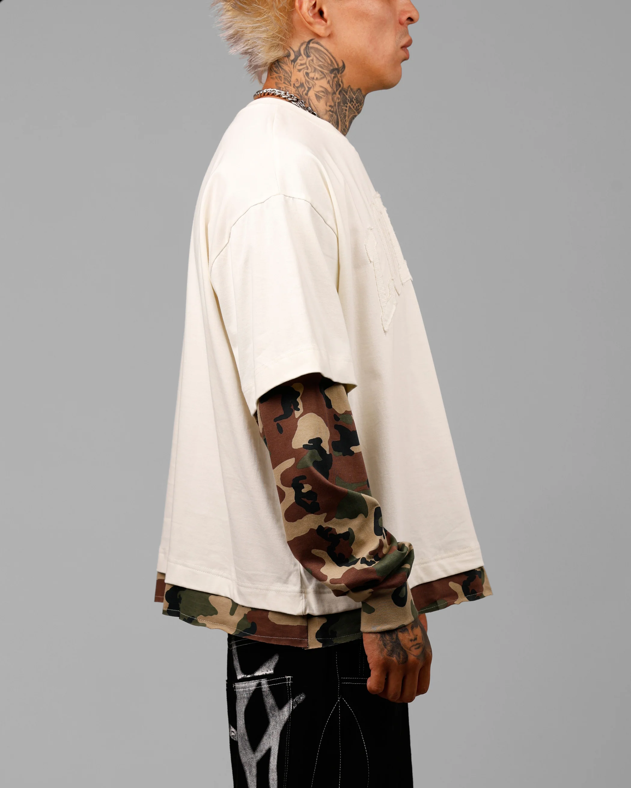 Impact Long Sleeve T-Shirt Washed White/Camo - Image 4