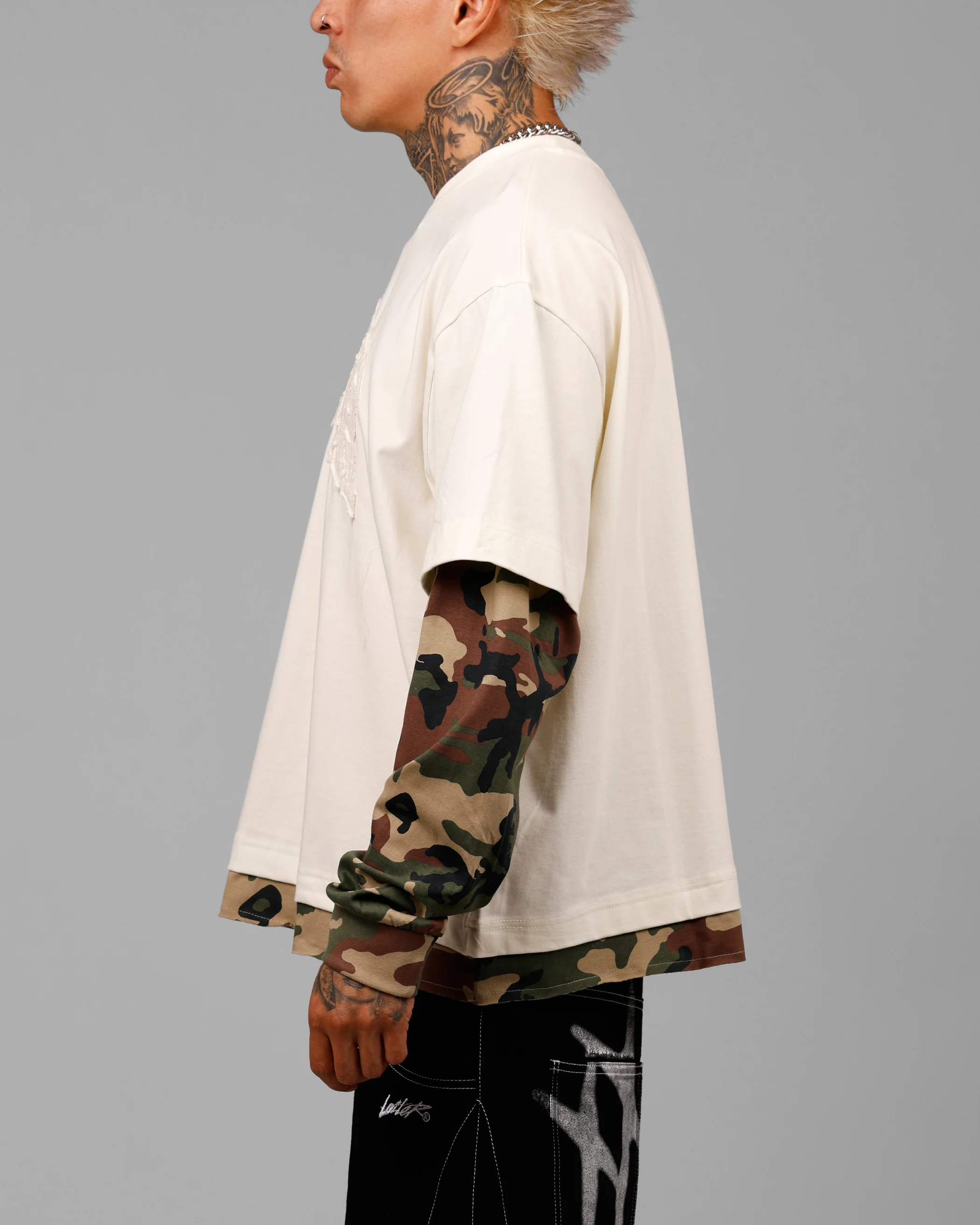 Impact Long Sleeve T-Shirt Washed White/Camo - Image 5