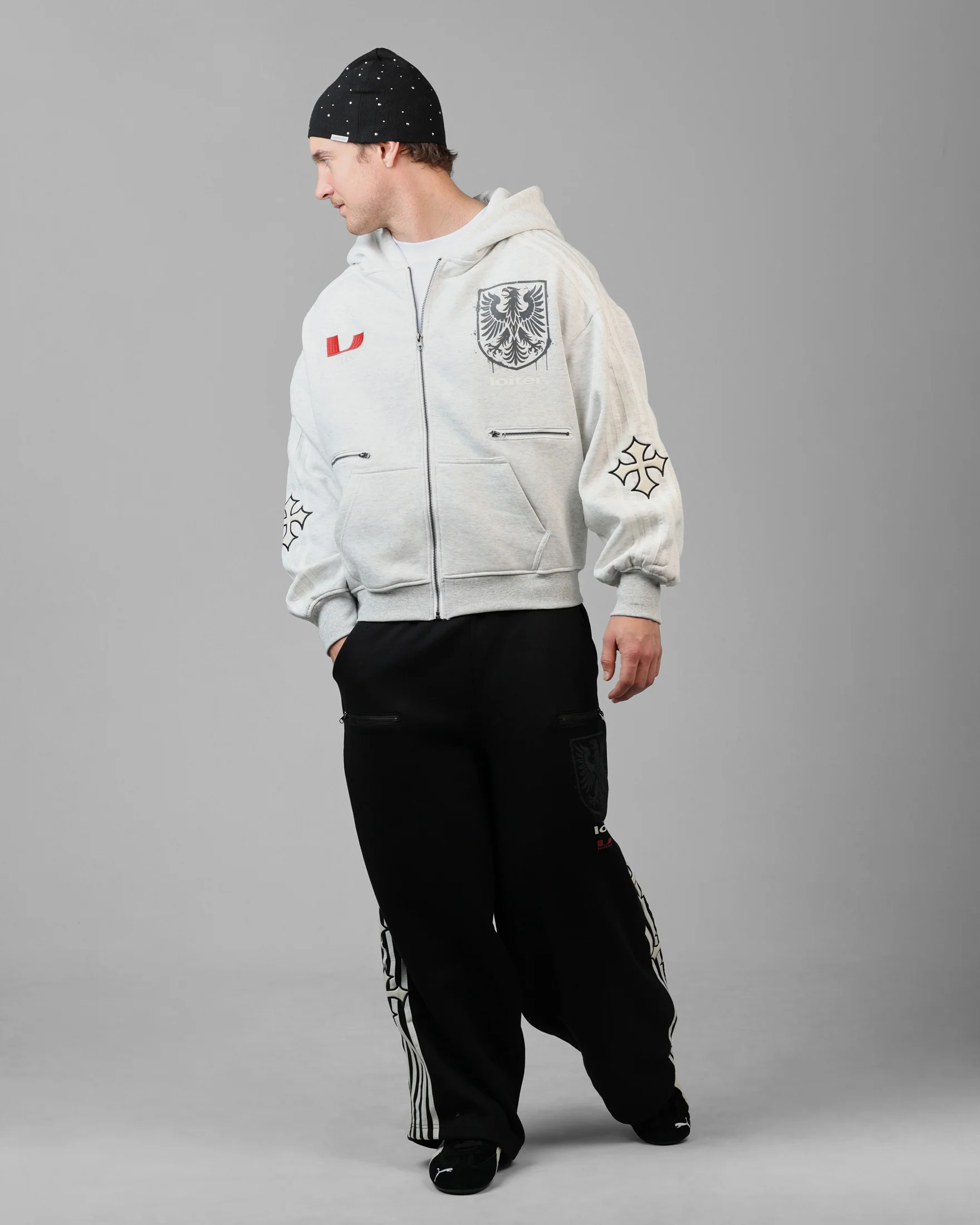 Imperial Zip Hoodie Grey - Image 3