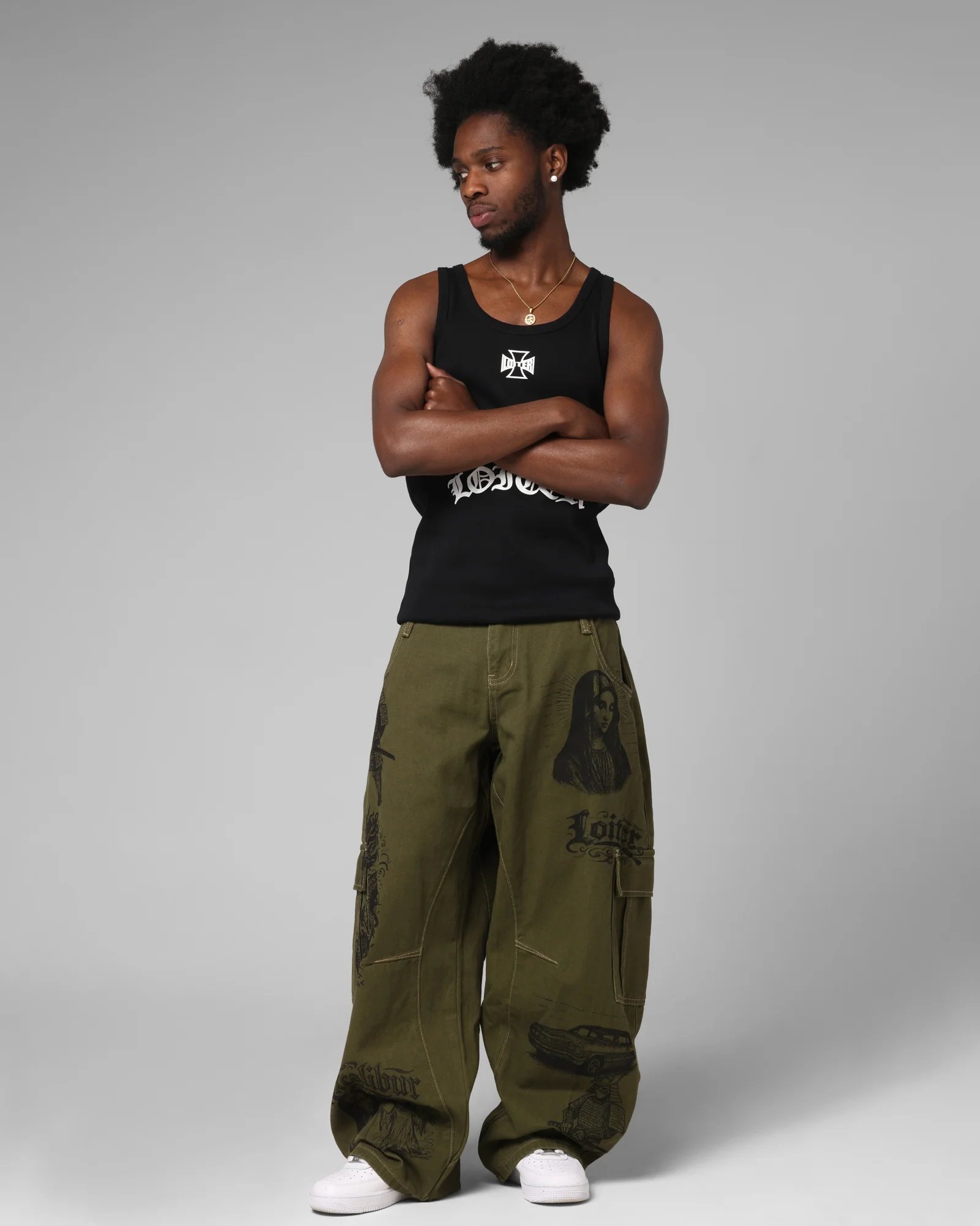 Loiter Layered Holy Fire Cargo Pants Khaki - Image 2