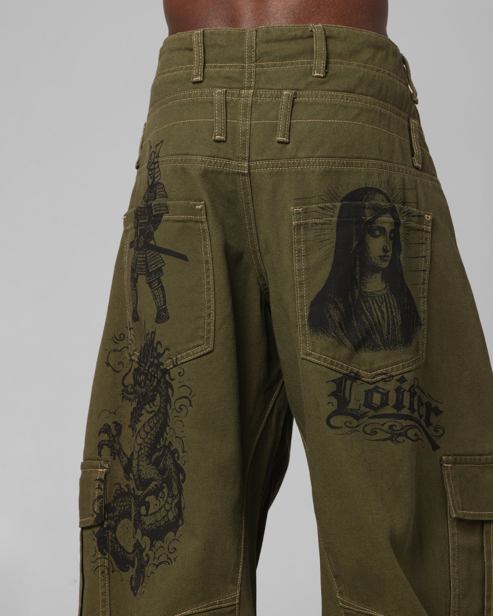 Loiter Layered Holy Fire Cargo Pants Khaki - Image 8