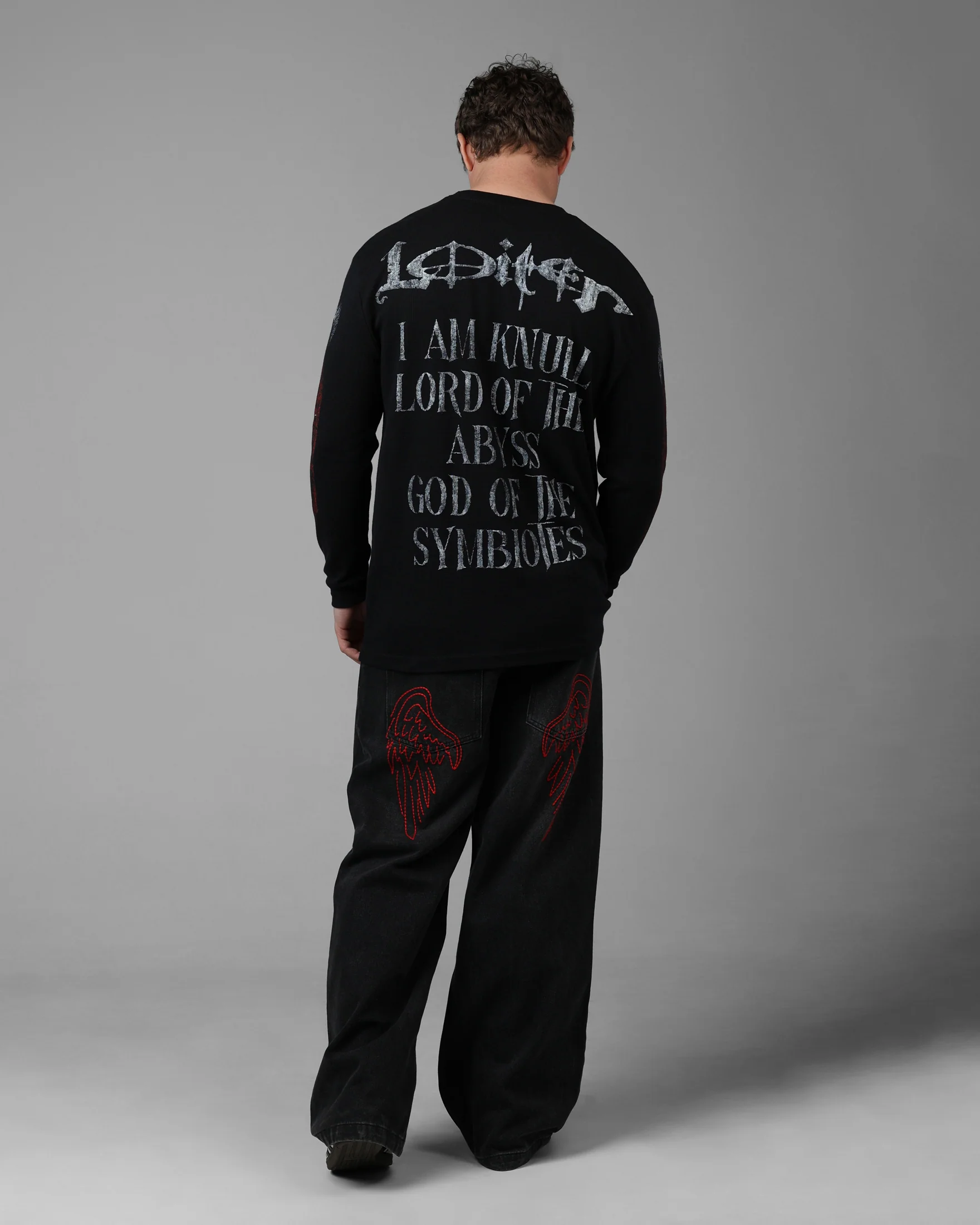 Loiter Marvel Knull Long Sleeve Waffle T-Shirt Black - Image 6