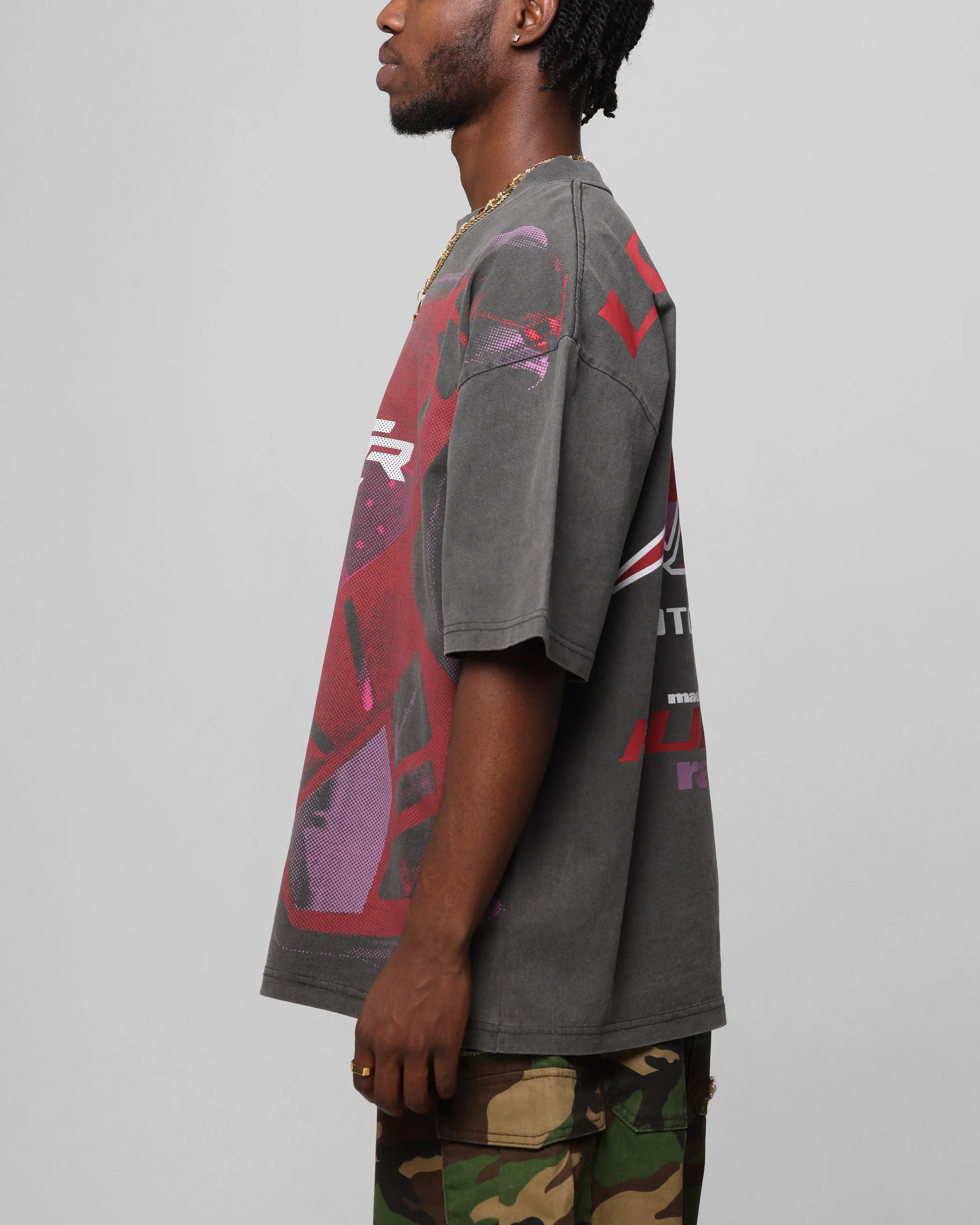 Loiter Motocross Vintage T-Shirt Charcoal/Red - Image 6