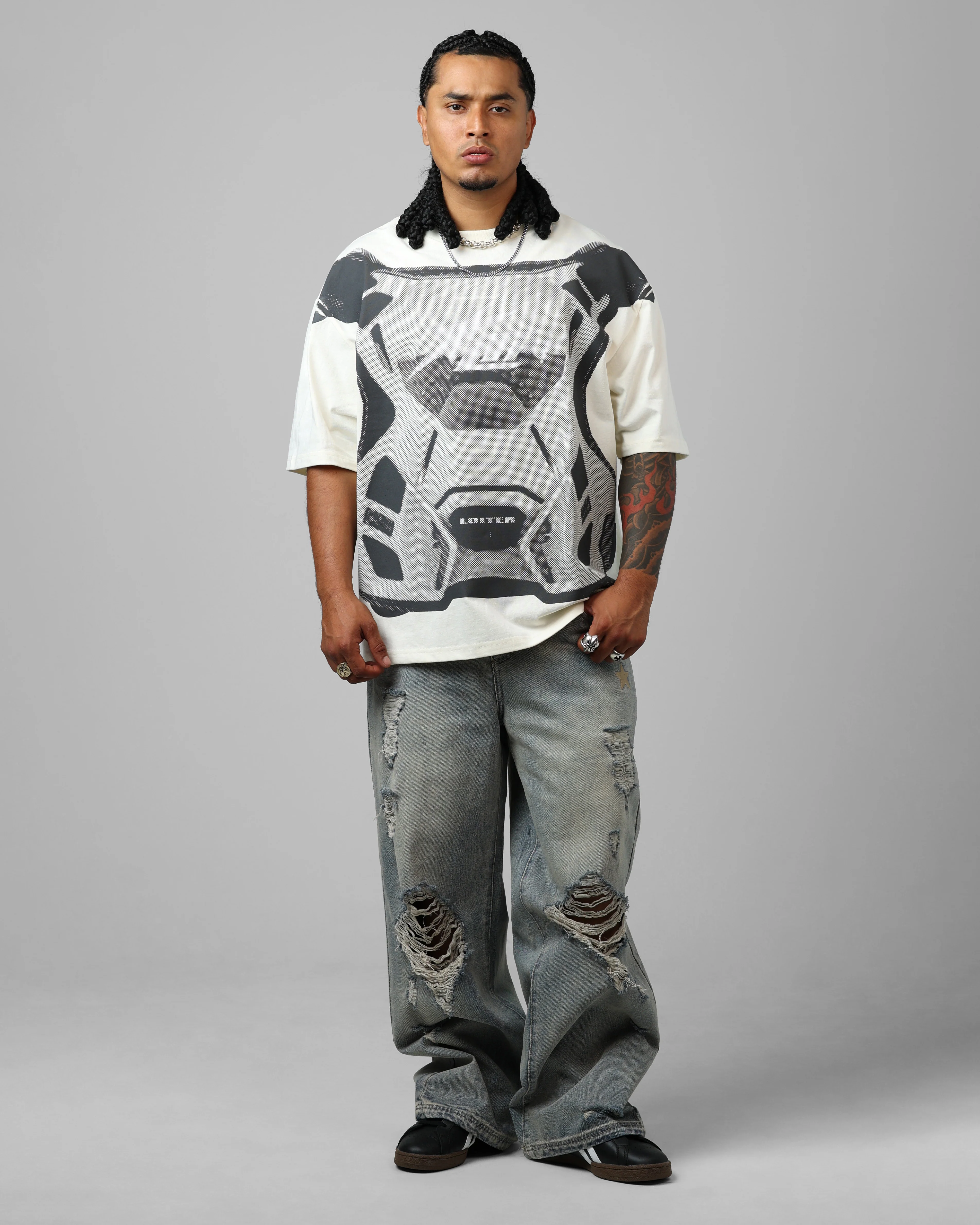 Motocross Vintage T-Shirt Off White/Grey - Image 3