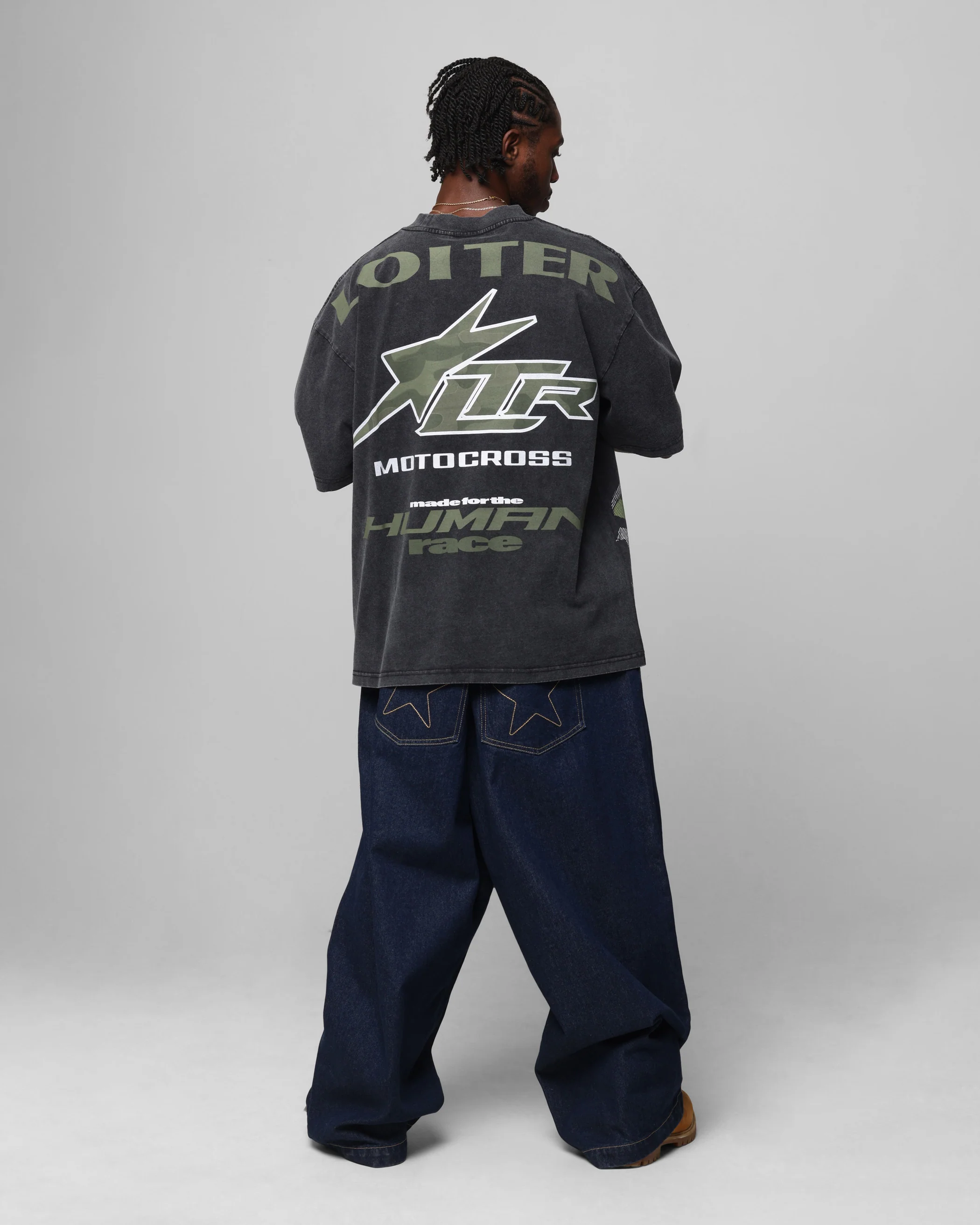 Loiter Motocross Vintage T-Shirt Vintage Black - Image 4