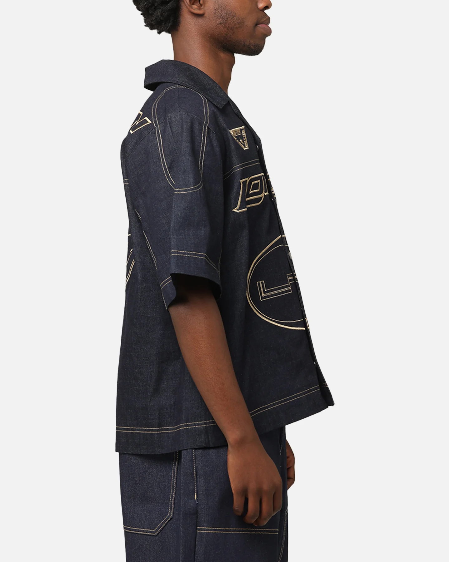 Loiter Motor Denim Button Up Shirt Indigo - Image 5