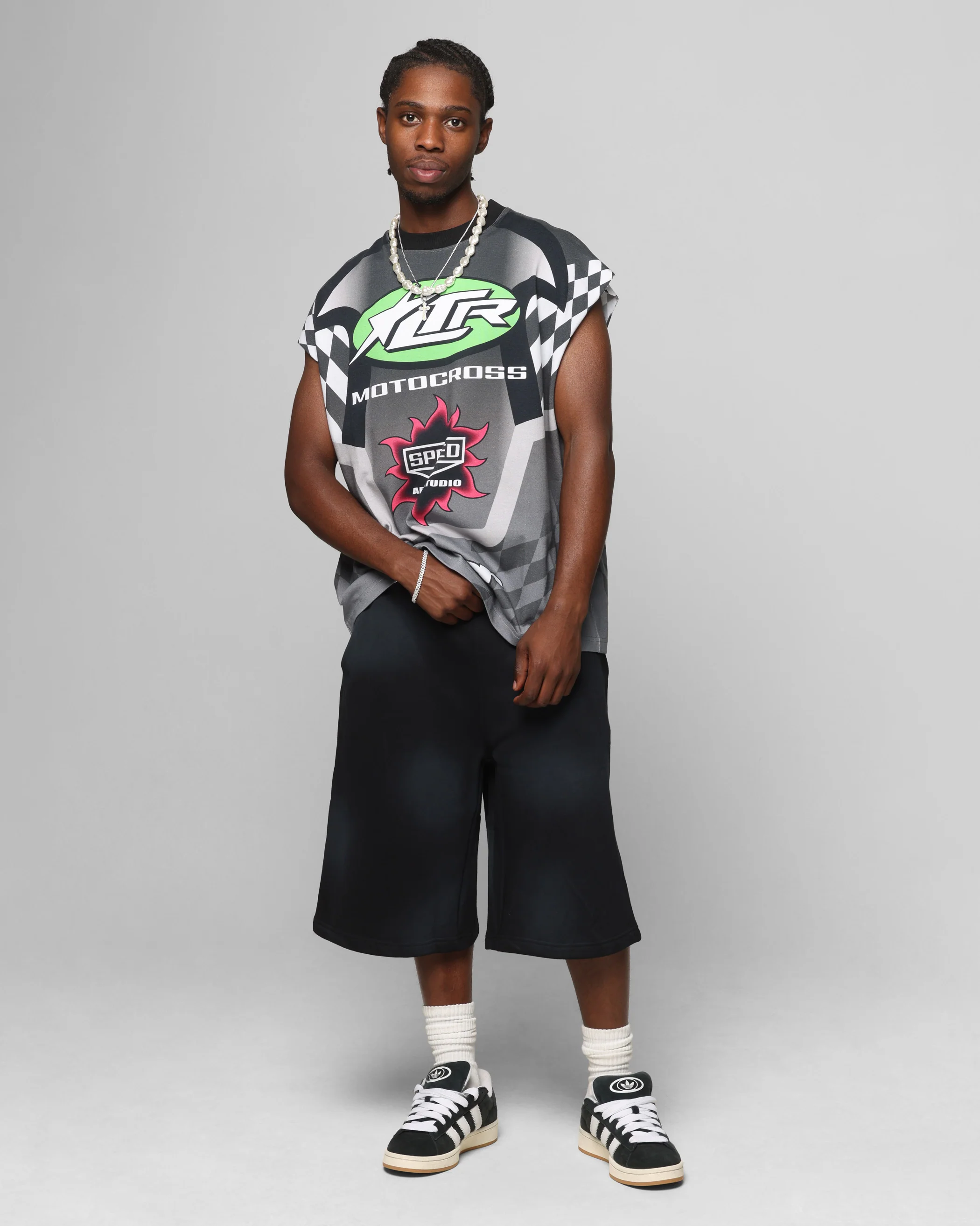 Loiter Motorsport Muscle T-Shirt Grey/Multi-Coloured - Image 3