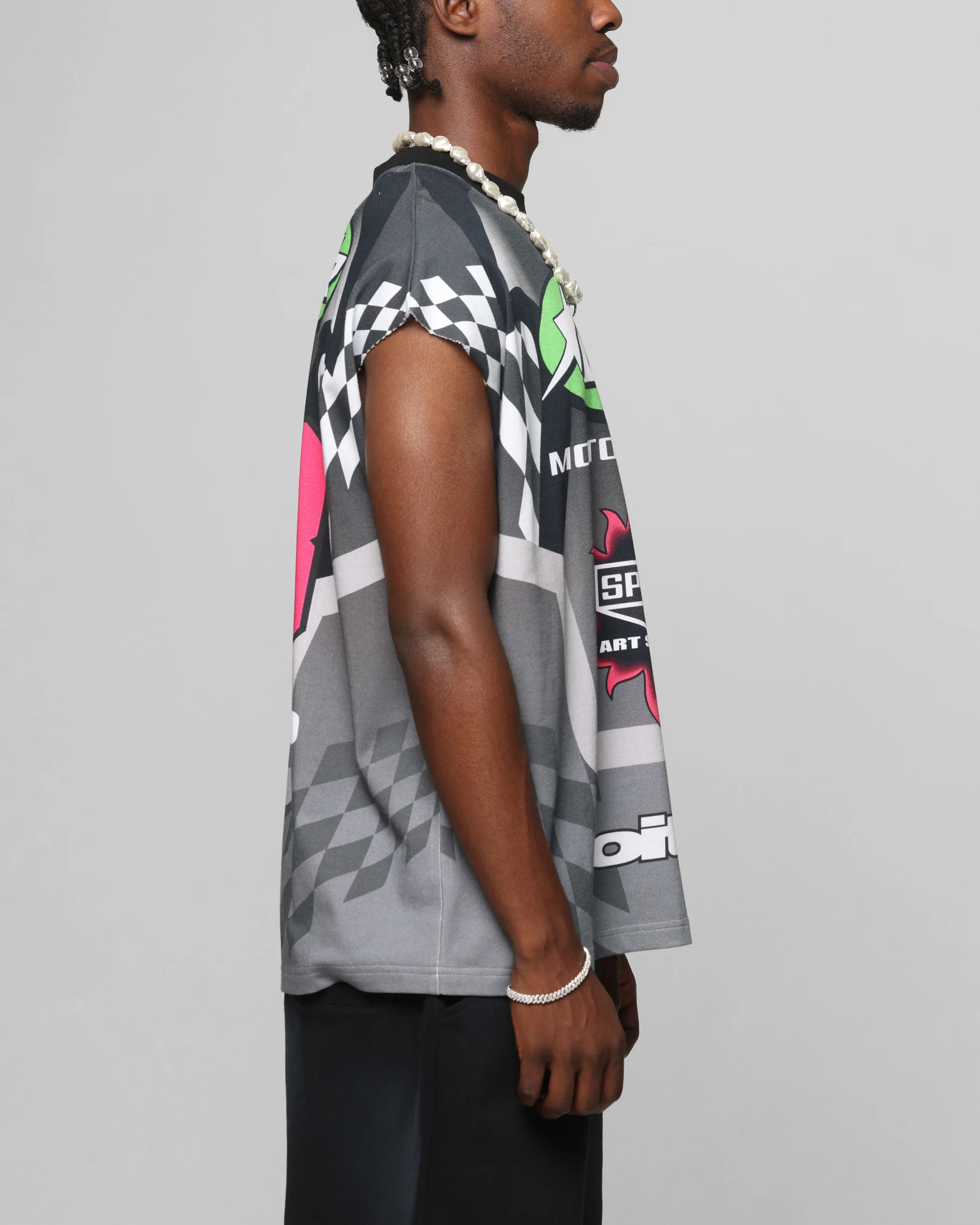 Loiter Motorsport Muscle T-Shirt Grey/Multi-Coloured - Image 5