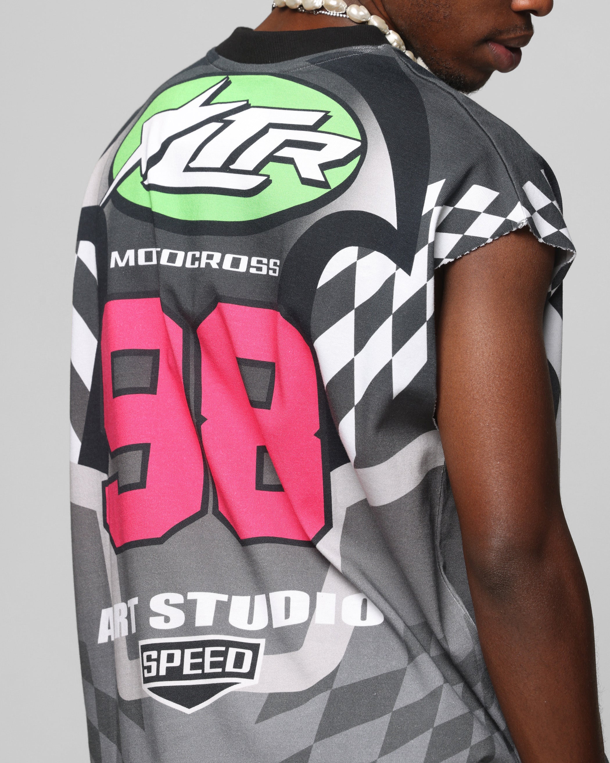 Loiter Motorsport Muscle T-Shirt Grey/Multi-Coloured - Image 7