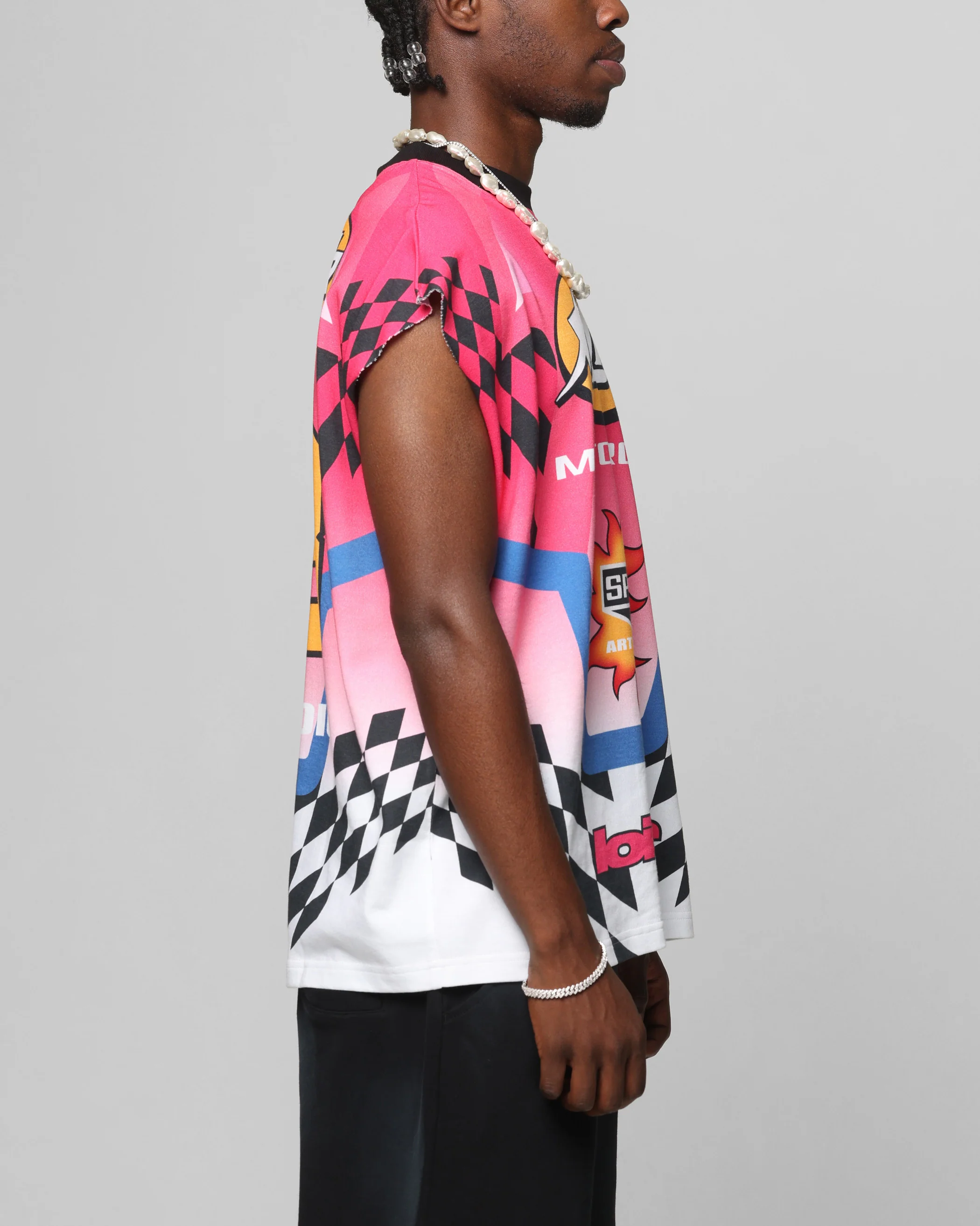 Loiter Motorsport Muscle T-Shirt Pink/Multi-Coloured - Image 5