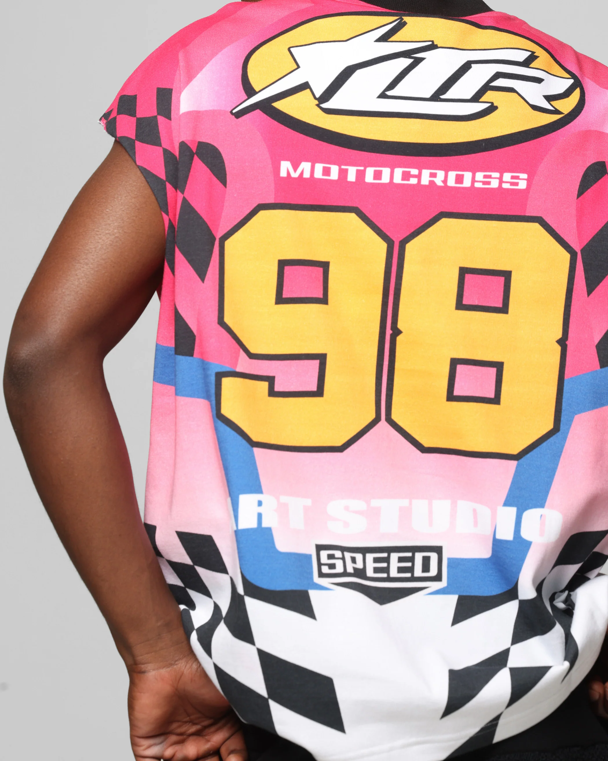 Loiter Motorsport Muscle T-Shirt Pink/Multi-Coloured - Image 7