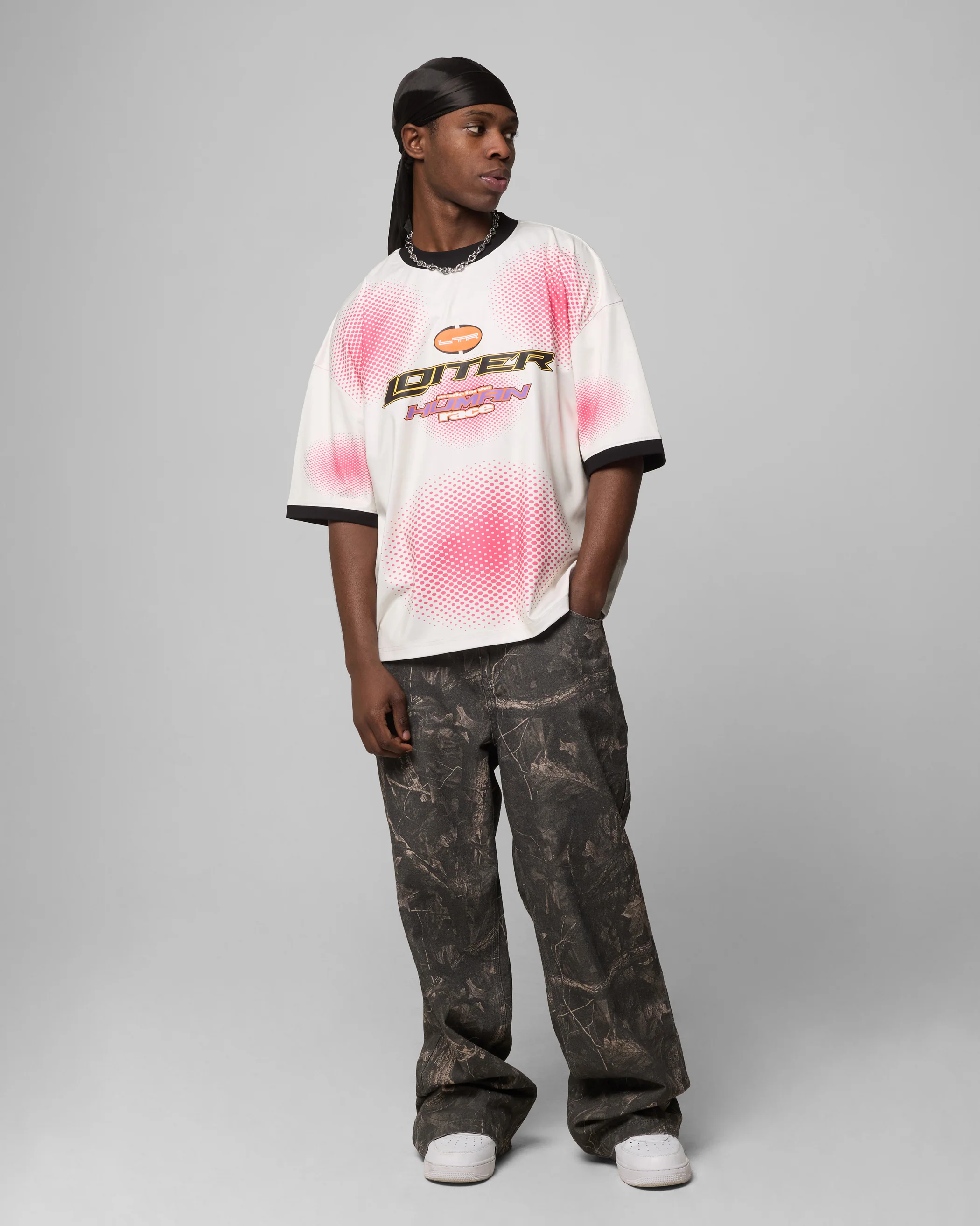 Loiter Motorway Sport T-Shirt Off White/Pink - Image 3