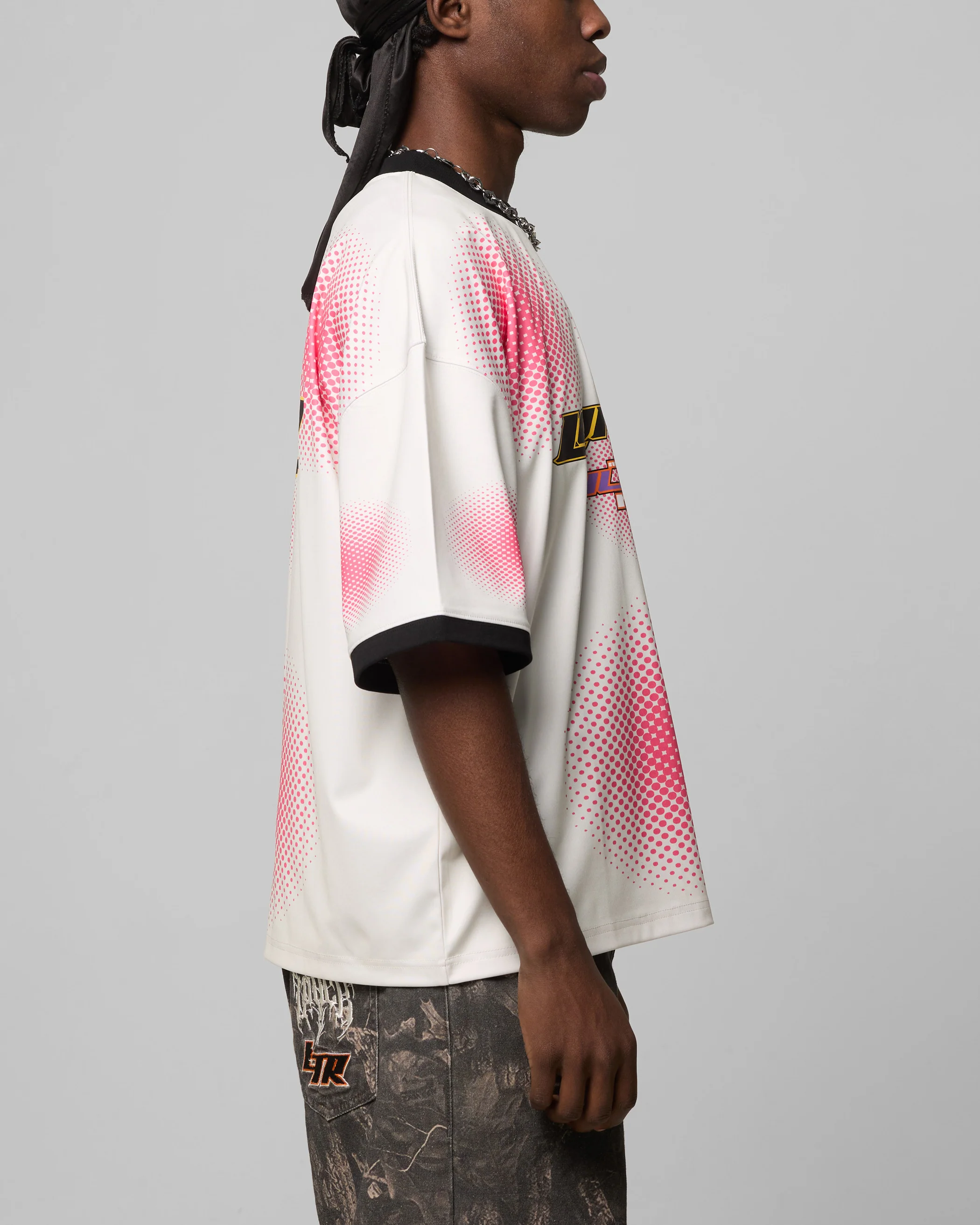 Loiter Motorway Sport T-Shirt Off White/Pink - Image 5