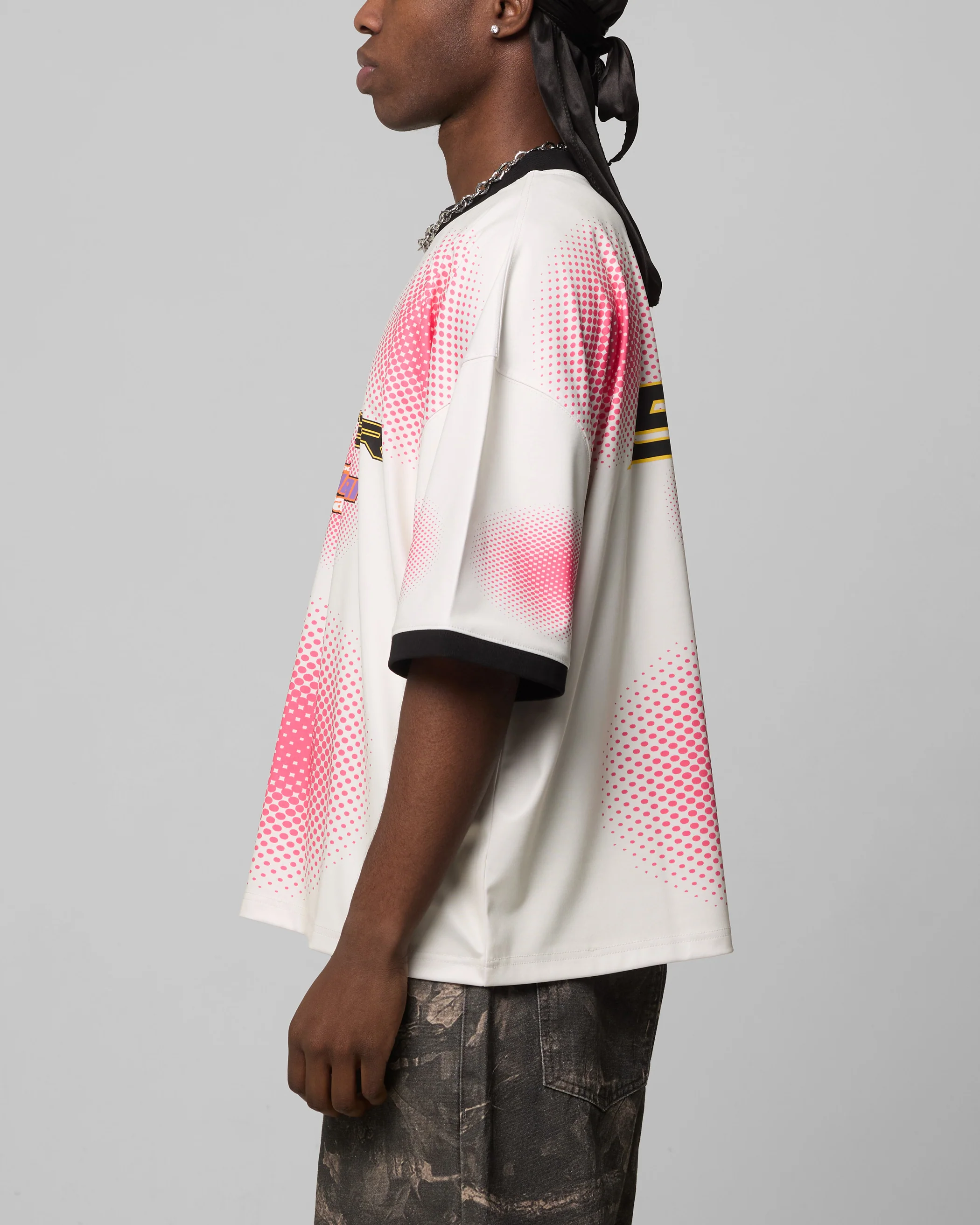Loiter Motorway Sport T-Shirt Off White/Pink - Image 6
