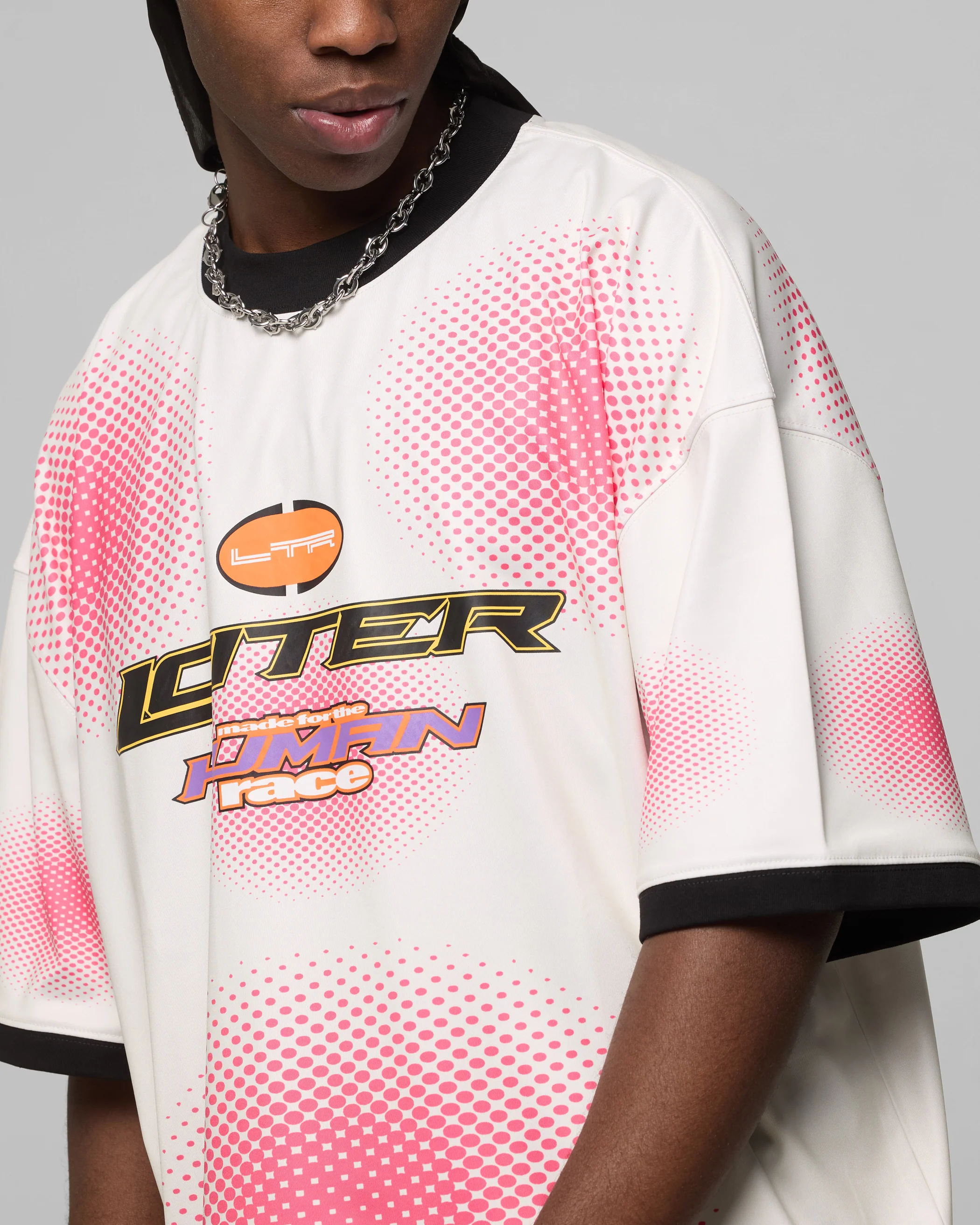 Loiter Motorway Sport T-Shirt Off White/Pink - Image 7