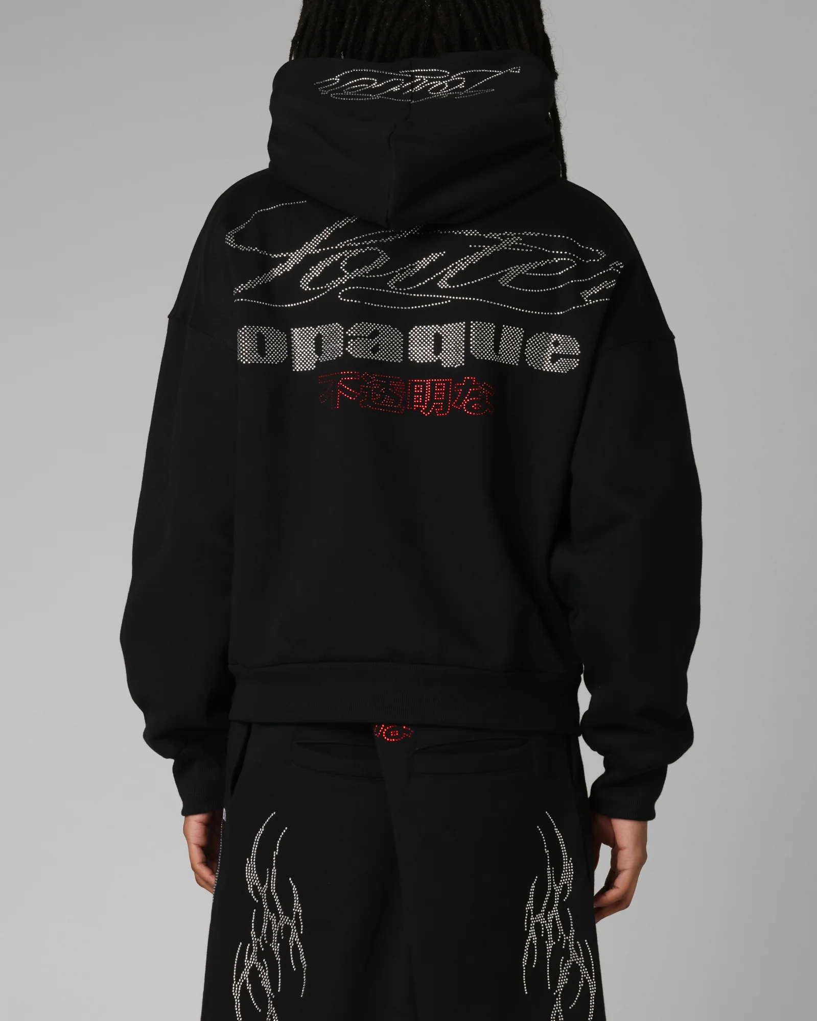 Loiter Opaque Rhinestone Premium Hoodie Black - Image 2