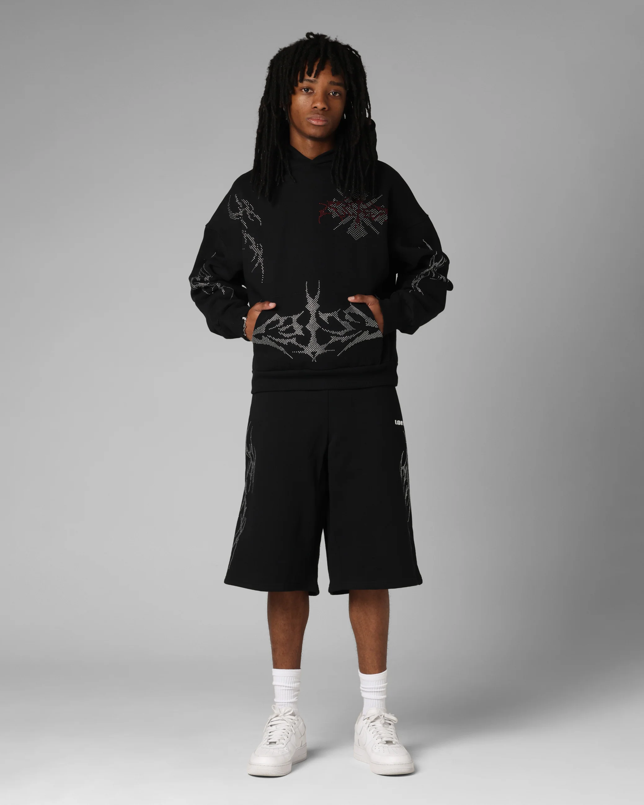 Loiter Opaque Rhinestone Premium Hoodie Black - Image 3