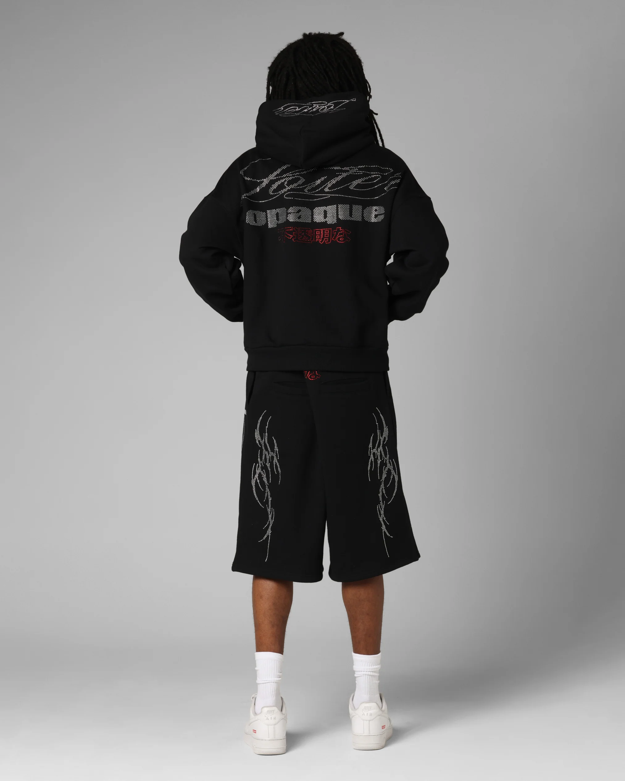 Loiter Opaque Rhinestone Premium Hoodie Black - Image 4