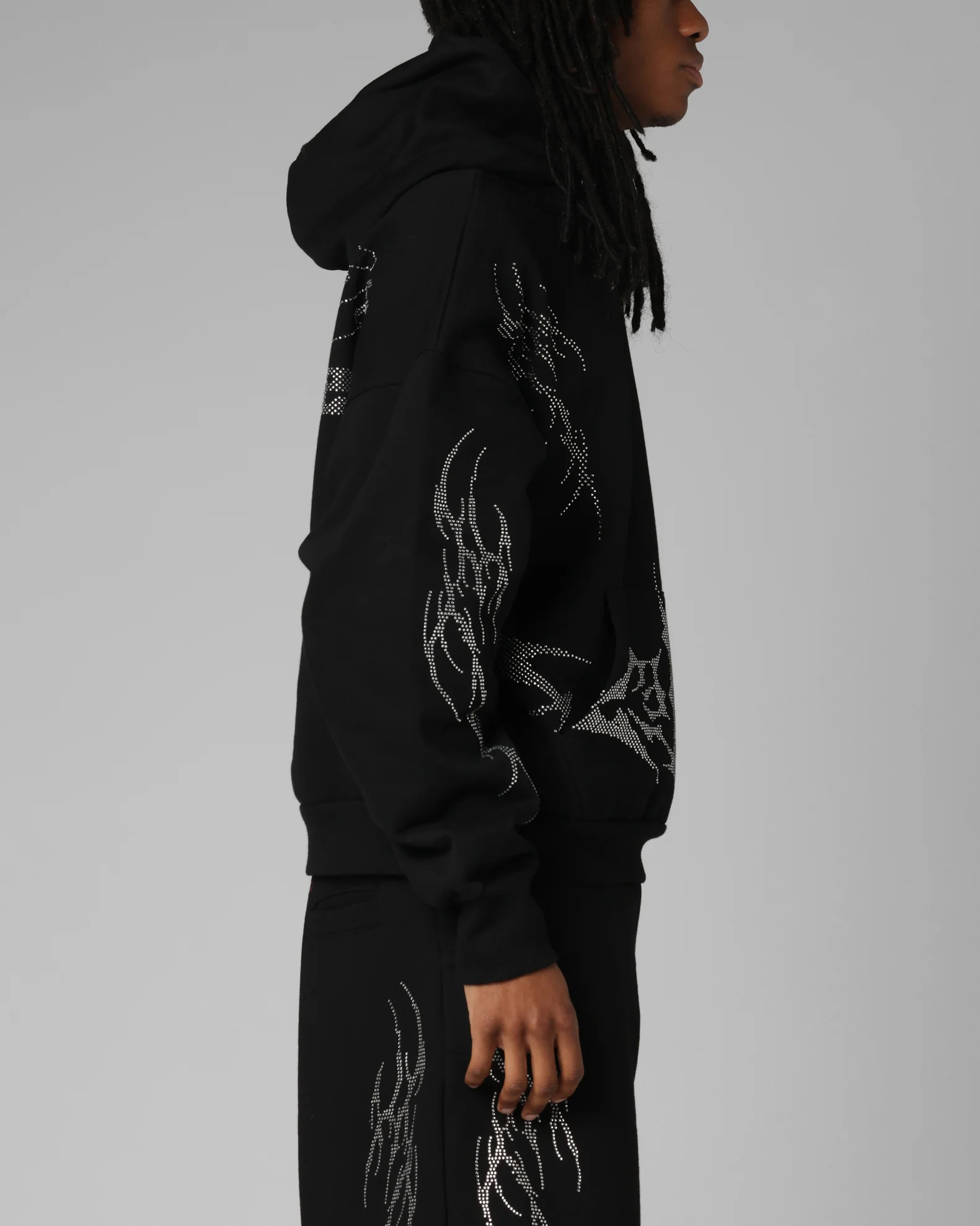 Loiter Opaque Rhinestone Premium Hoodie Black - Image 5