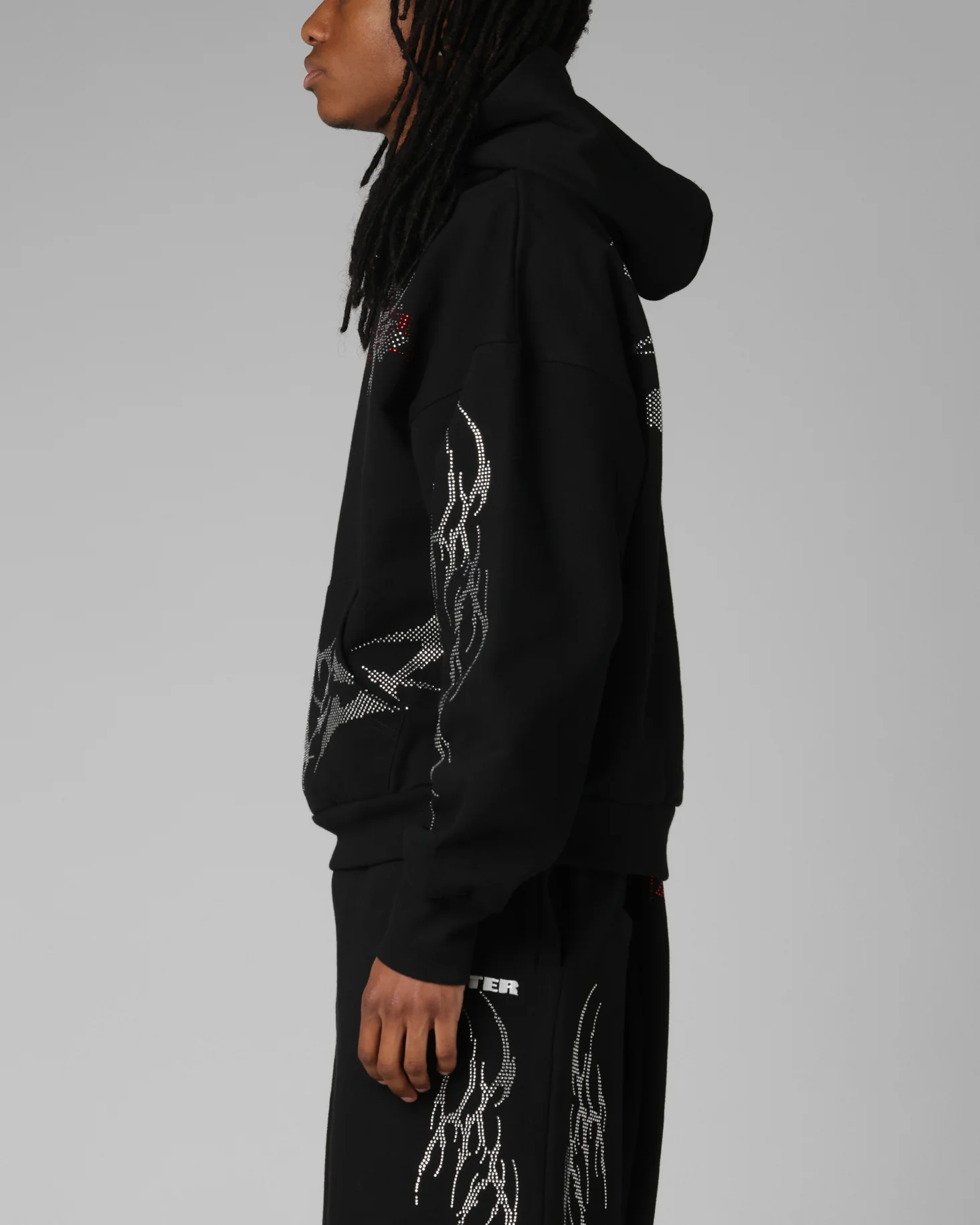 Loiter Opaque Rhinestone Premium Hoodie Black - Image 6