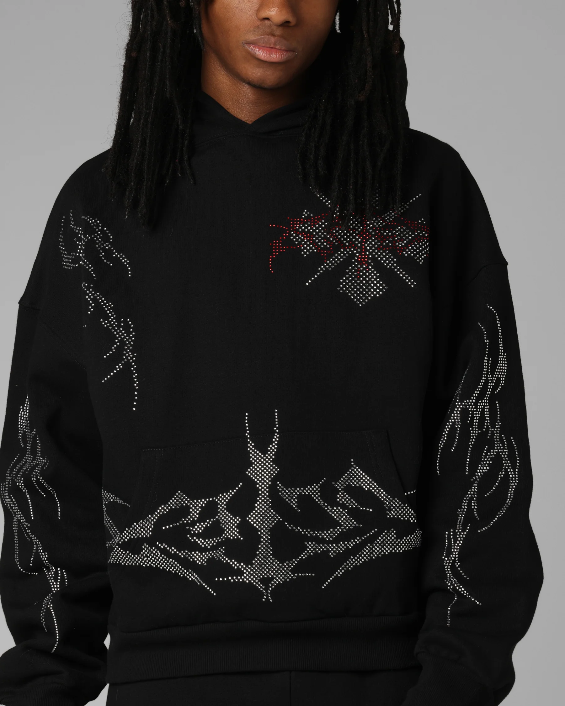 Loiter Opaque Rhinestone Premium Hoodie Black - Image 7