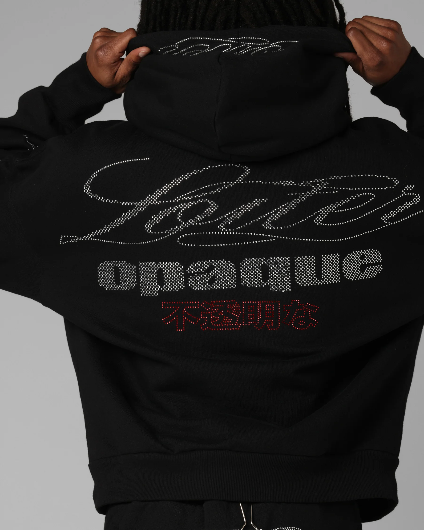Loiter Opaque Rhinestone Premium Hoodie Black - Image 8