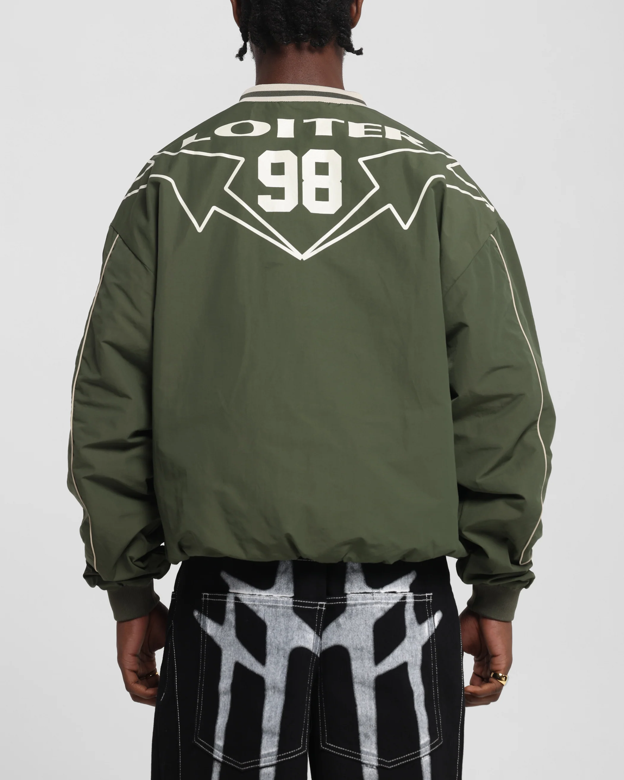 Loiter Racer Nylon Jersey Crewneck Dark Green - Image 2