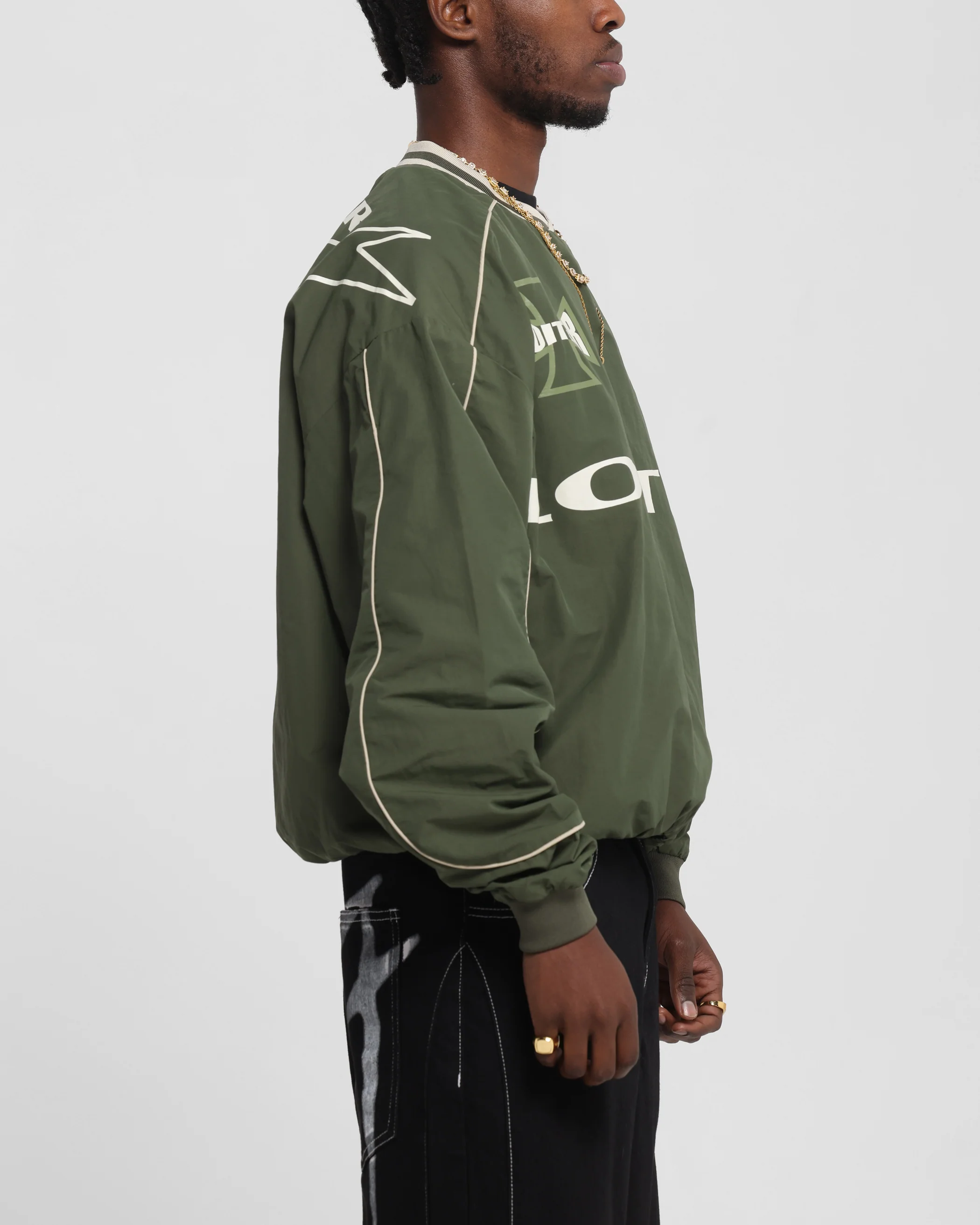 Loiter Racer Nylon Jersey Crewneck Dark Green - Image 5